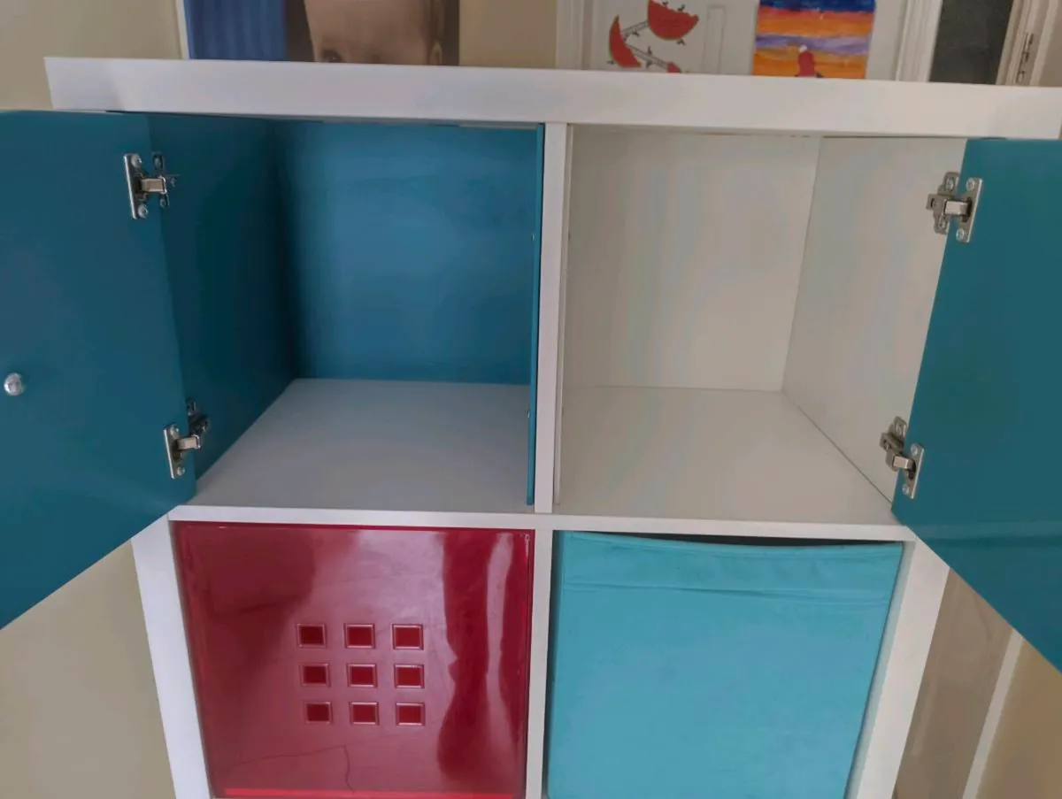 White IKEA Kallax 8 cube w/ inserts - Image 2