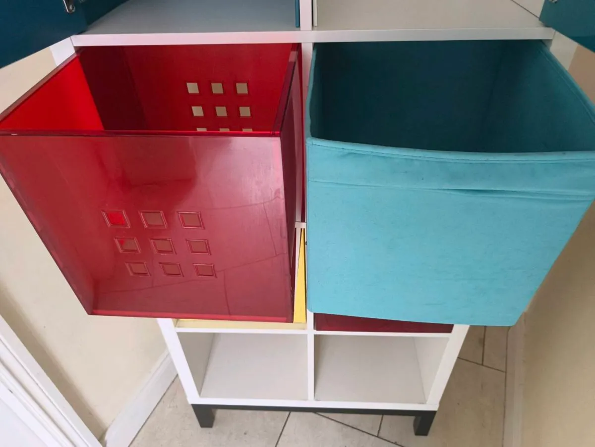 White IKEA Kallax 8 cube w/ inserts - Image 4