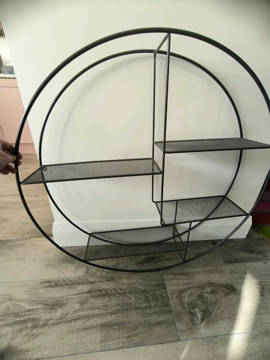Grey metal round Shelf Unit - Image 1