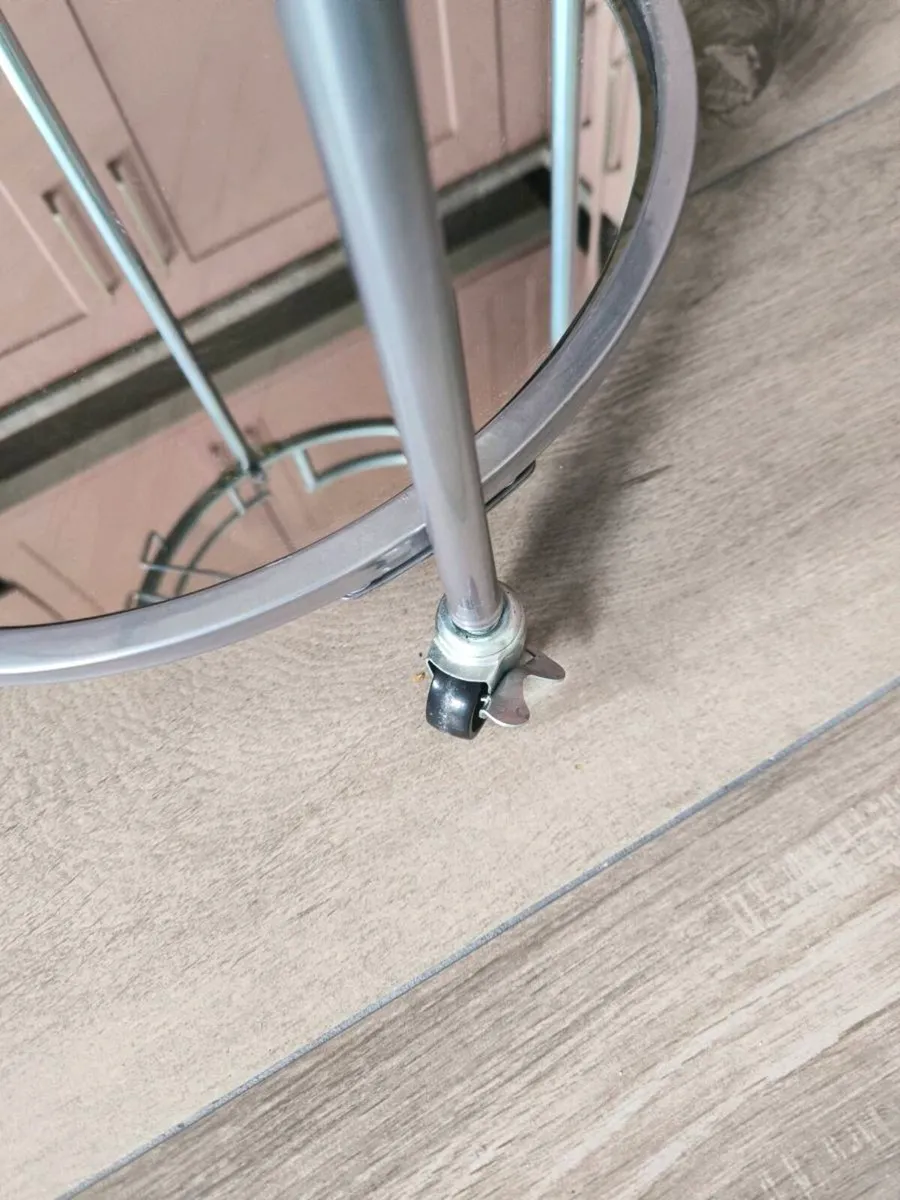 Silver Mirrored & Glass Drinks Trolley on Wheels - Image 3