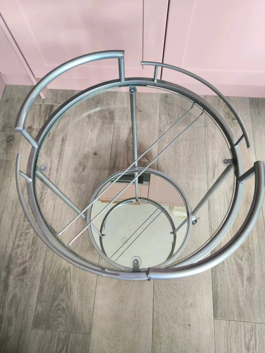 Silver Mirrored & Glass Drinks Trolley on Wheels - Image 4