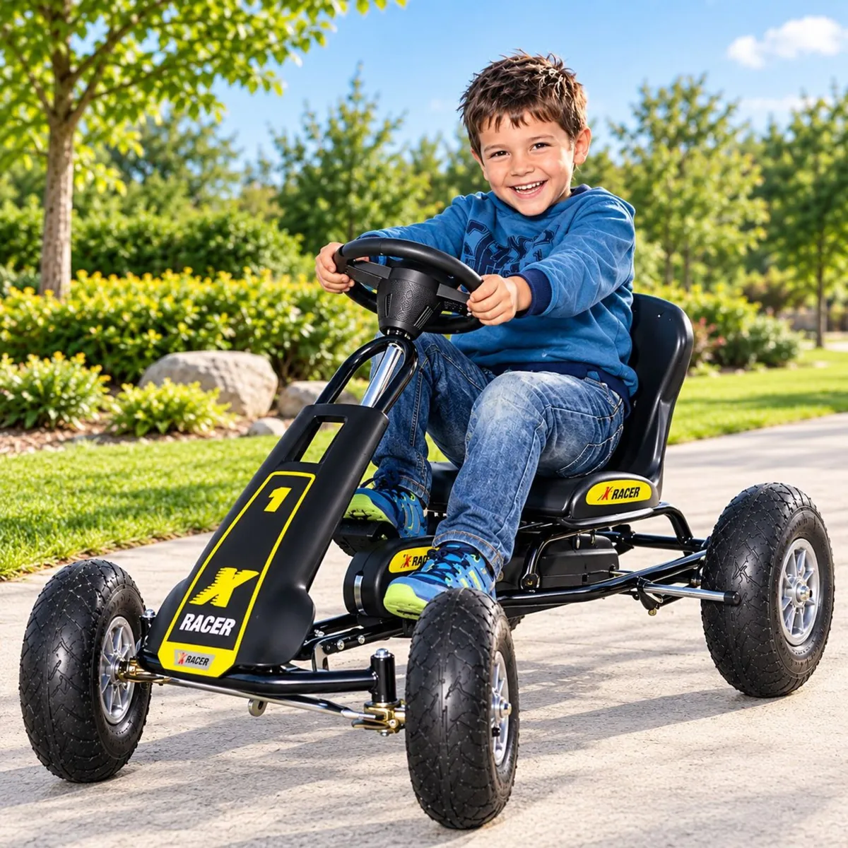 Ferbedo X-Racer Go Kart with Pneumatic Tyres Black