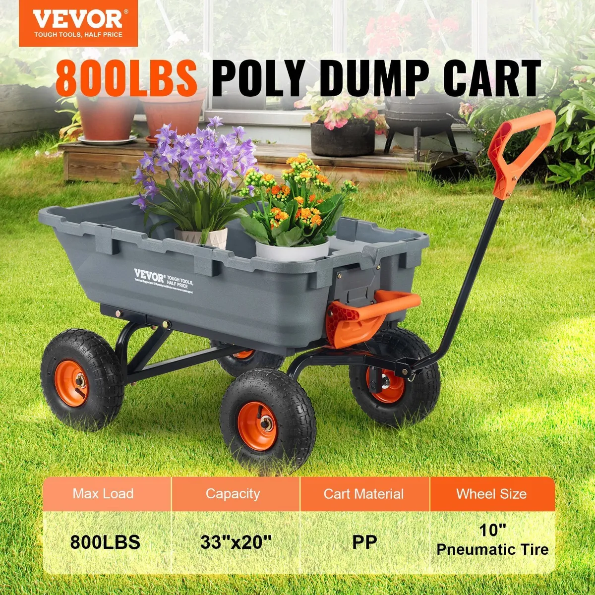 Garden Dump Cart 800 lb Capacity - Image 2