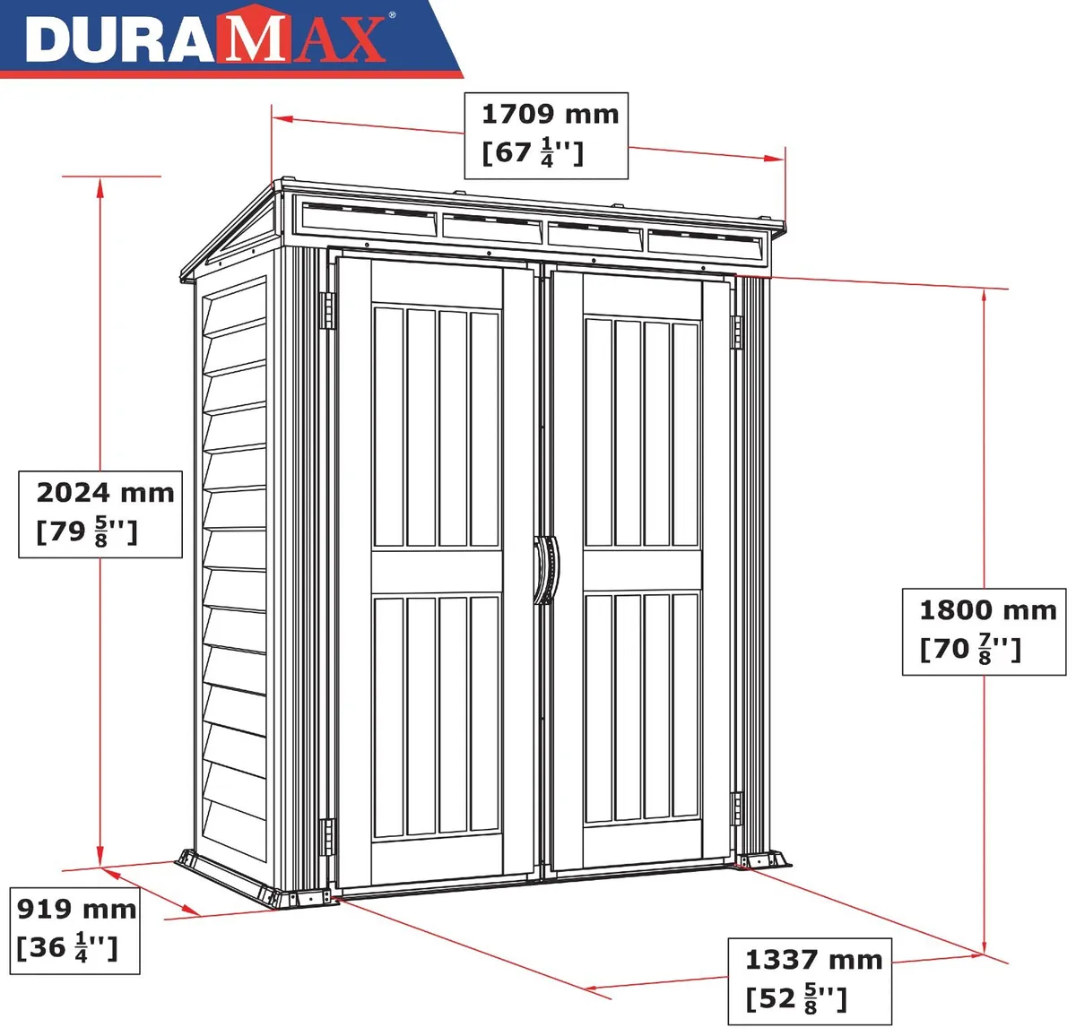 🏡 5x3 YARDMATE “A” PENT VINYL GARDEN SHED - Image 4