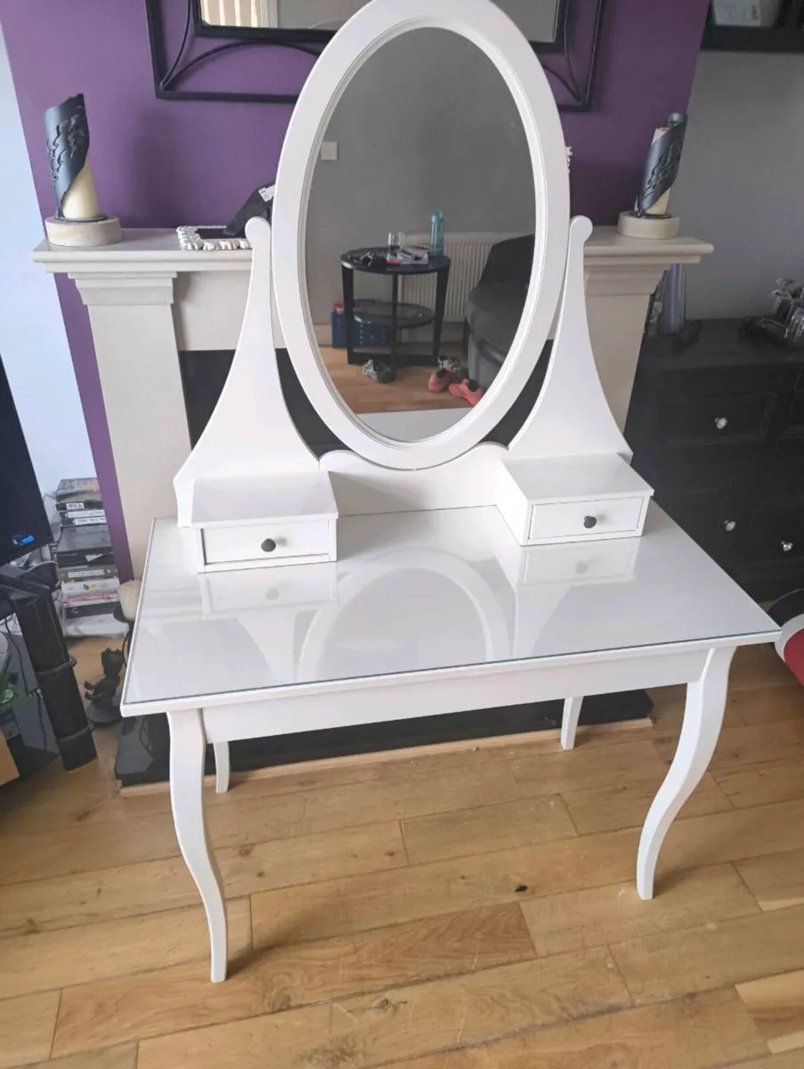 White IKEA Hemnes dressing table w/ mirror - Image 1