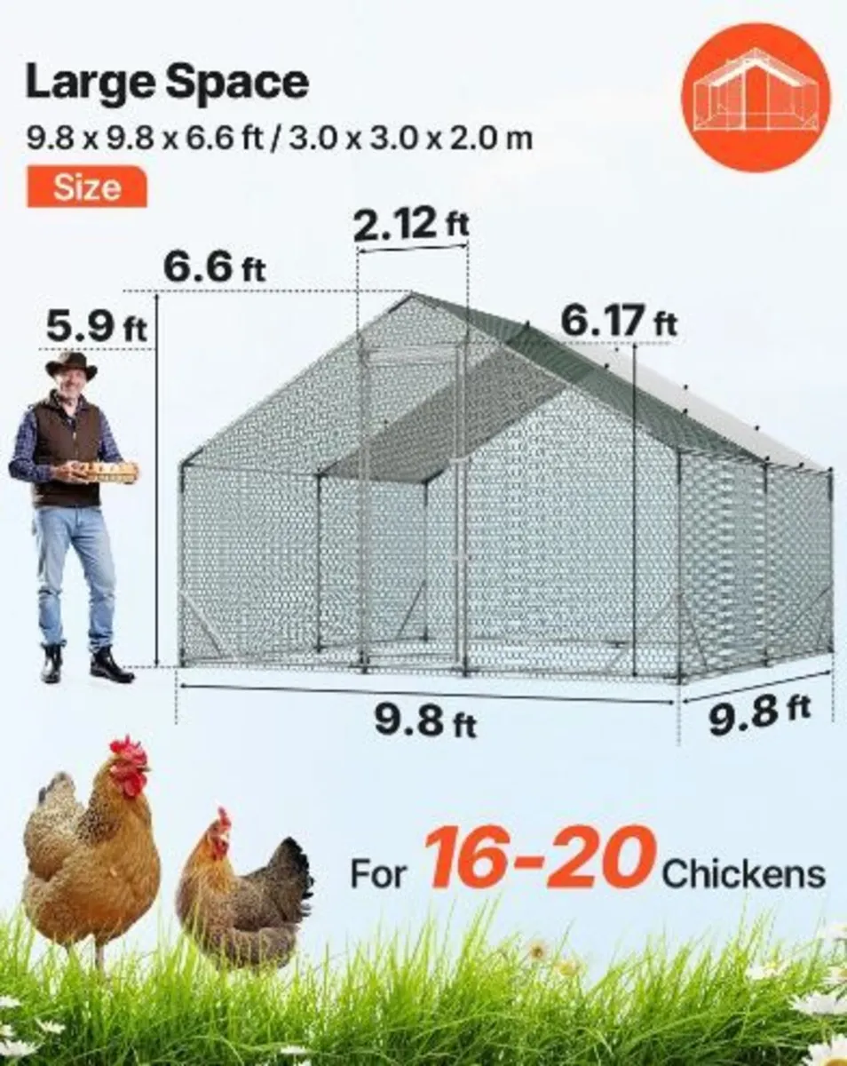 Large Metal Chicken Coop, 3 x 3 x 2 m - Image 4