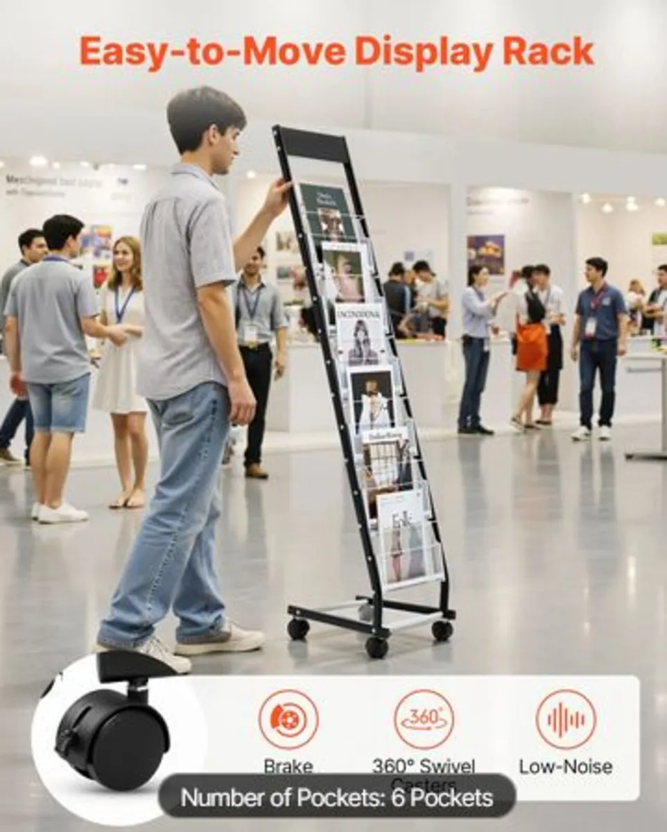 Brochure Display Rack, Narrow 6-Tier Magazine - Image 3
