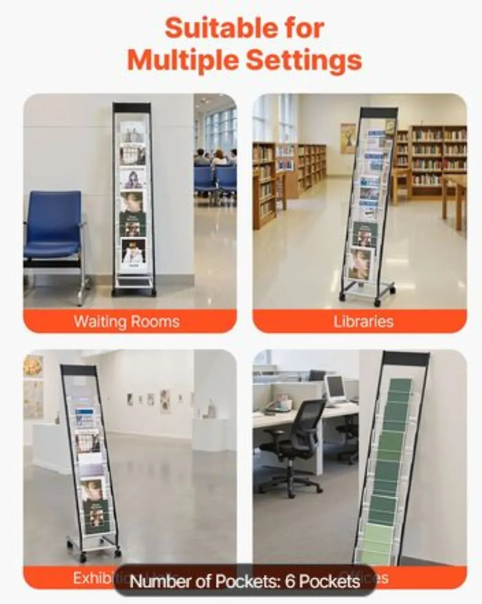 Brochure Display Rack, Narrow 6-Tier Magazine - Image 4