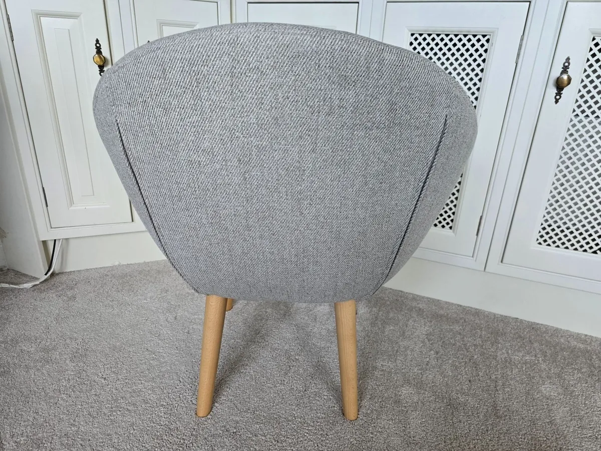 Light Grey Fabric Accent Chair with Studded Detail - Image 2