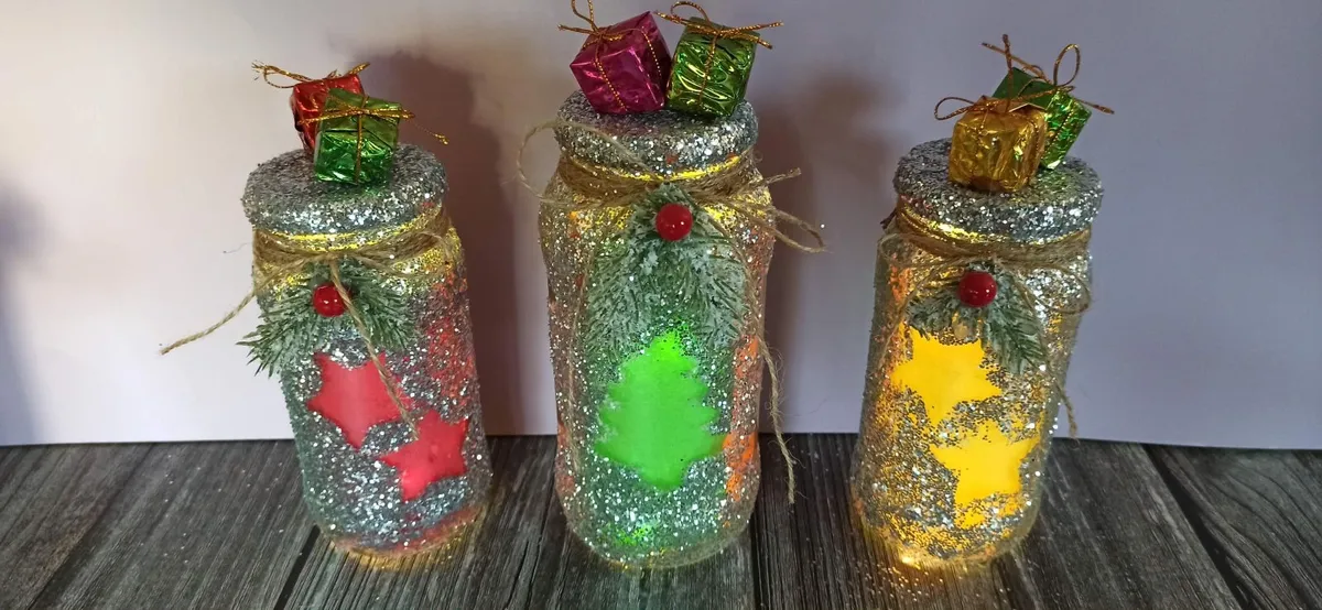 Handmade Recycled Christmas Jar Deco. –9 - Image 1