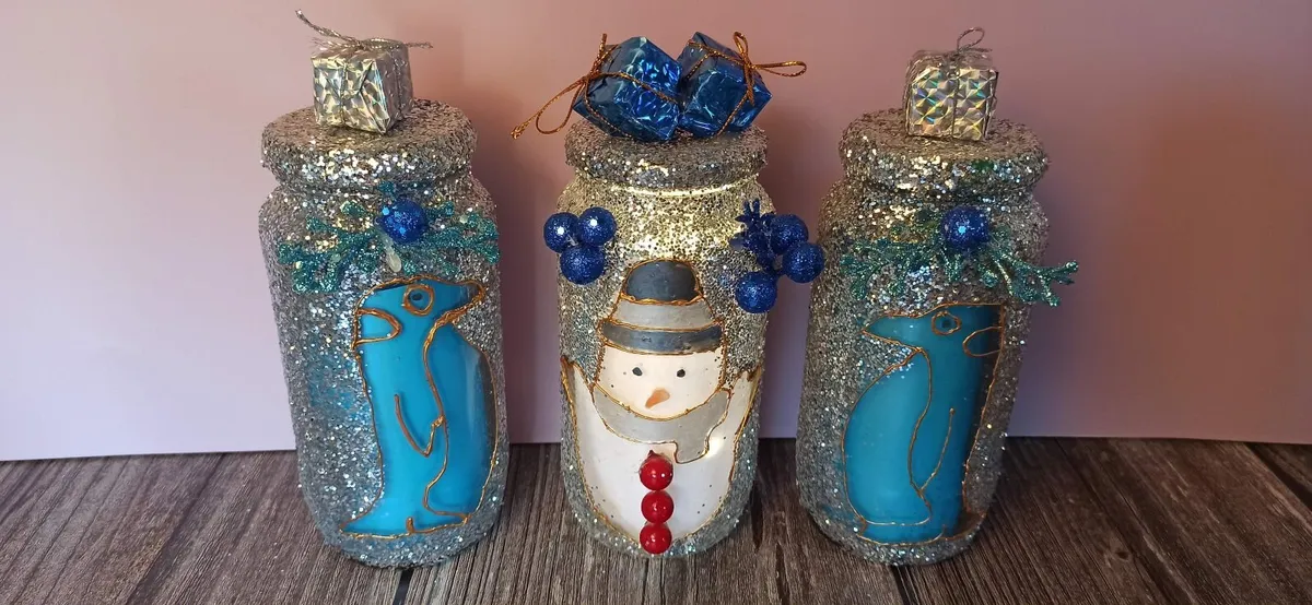 Handmade Recycled Christmas Jar Deco. –9 - Image 3