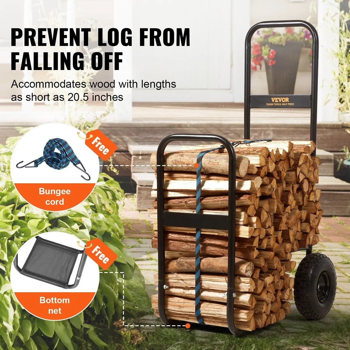 Firewood Log Cart with Pneumatic Wheels - Image 4