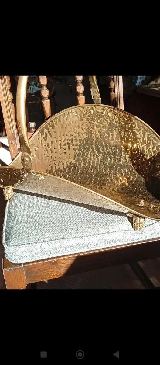 Vintage brass log basket