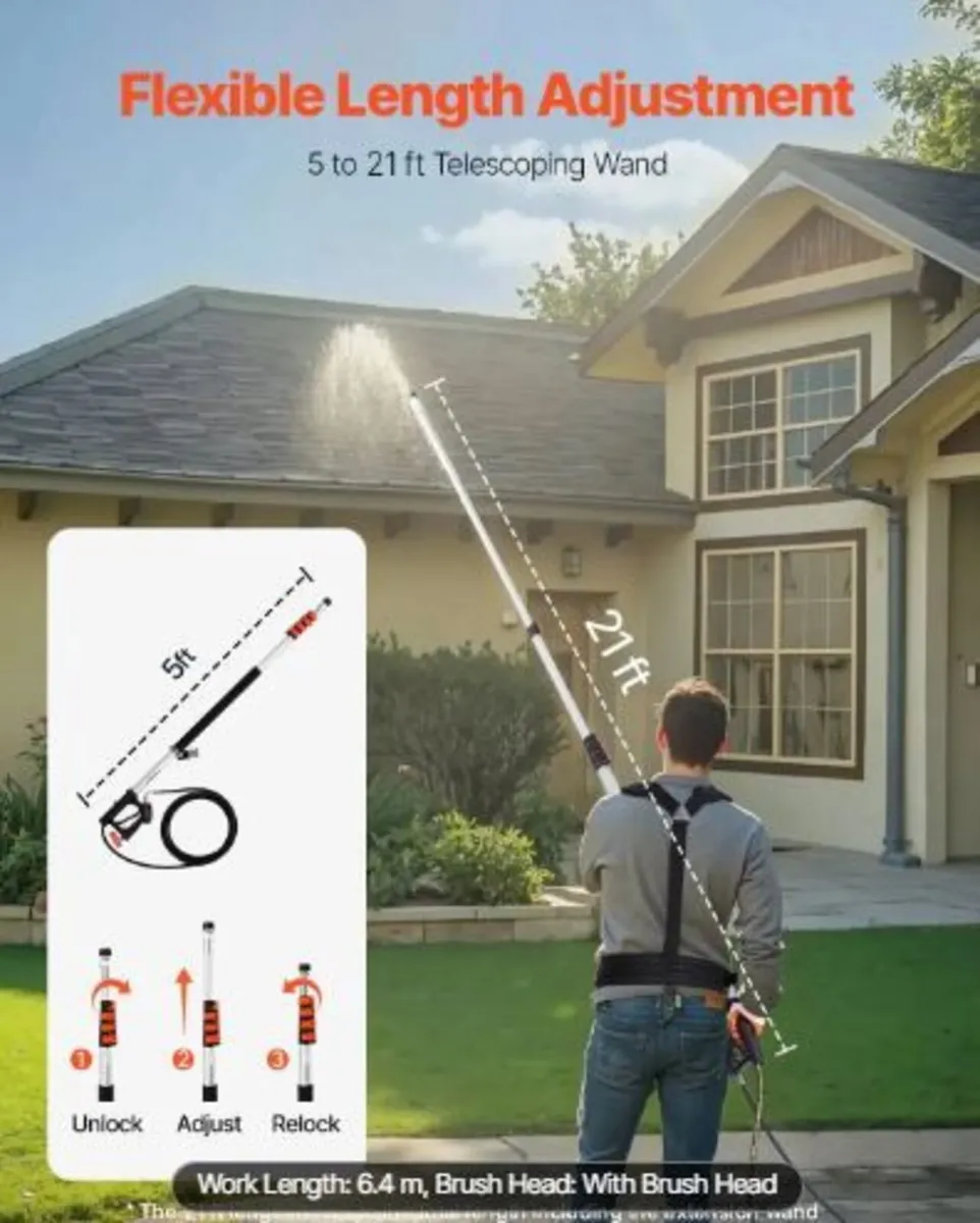 Pressure Washer Telescoping Wand, 24 ft - Image 2