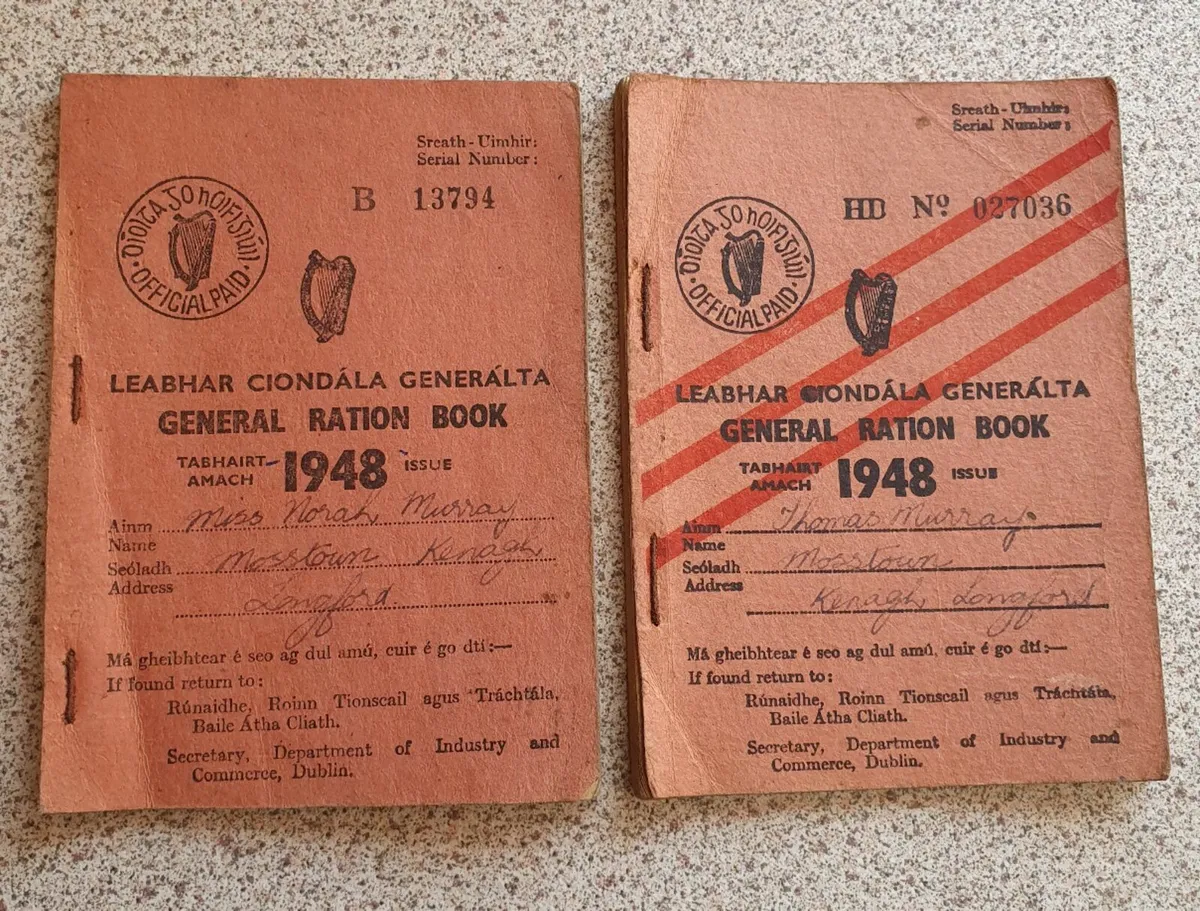 Post war Ration books - issued Longford - Image 1