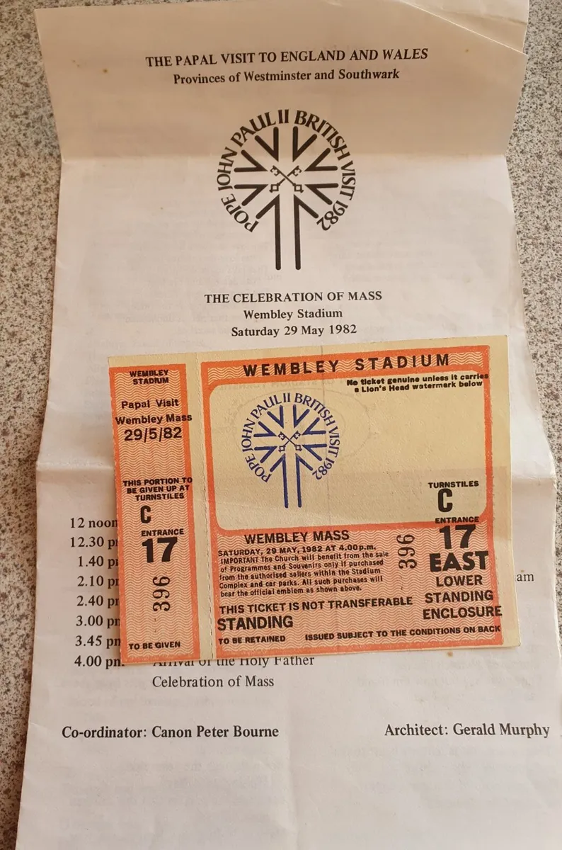 Pope John Paul II 1982 visit  - Ticket & Program