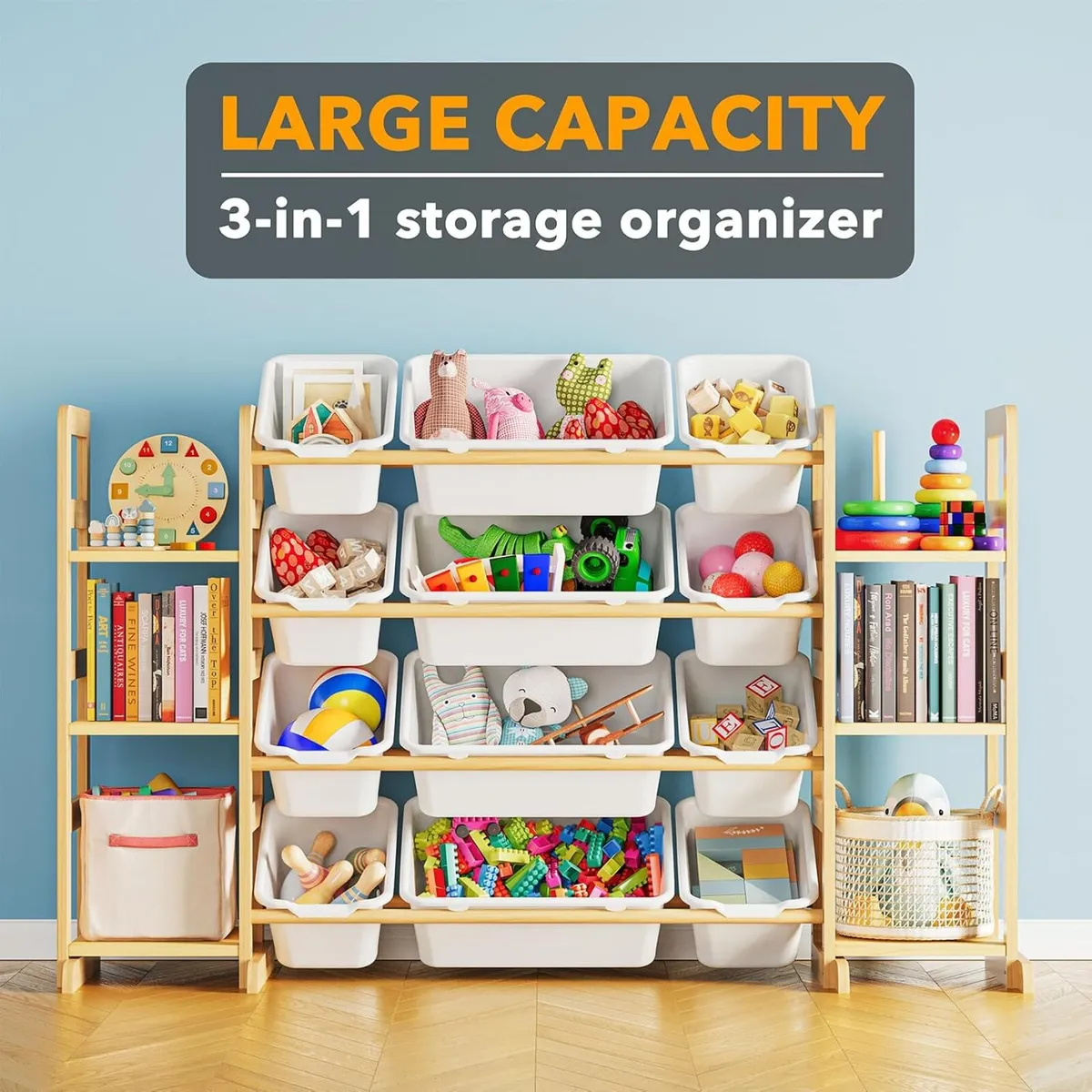 Toy Storage Organiser with 6 Shelves and 12 Bins - Image 3