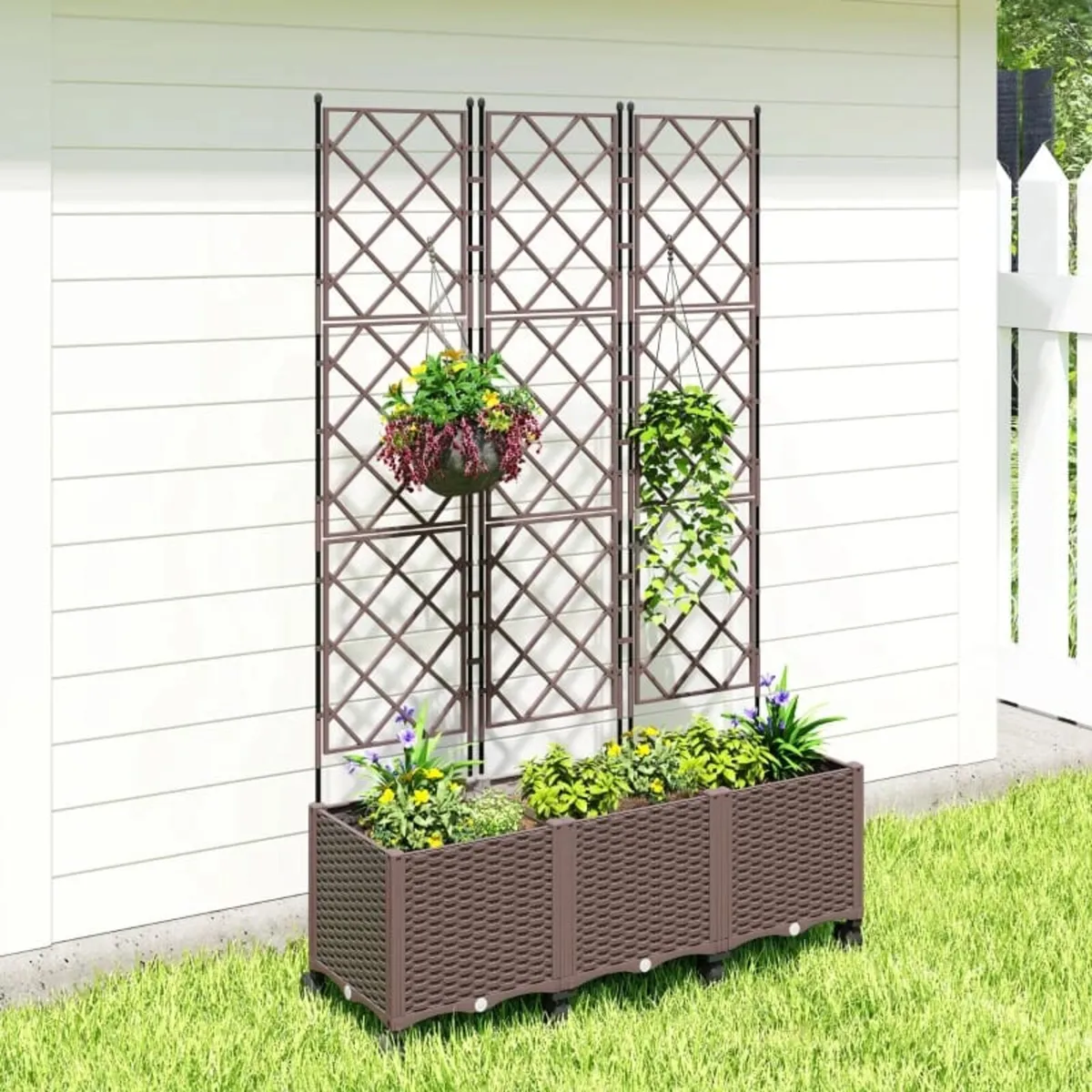 Planter with Trellis, Rolling Flower Box with Self - Image 3