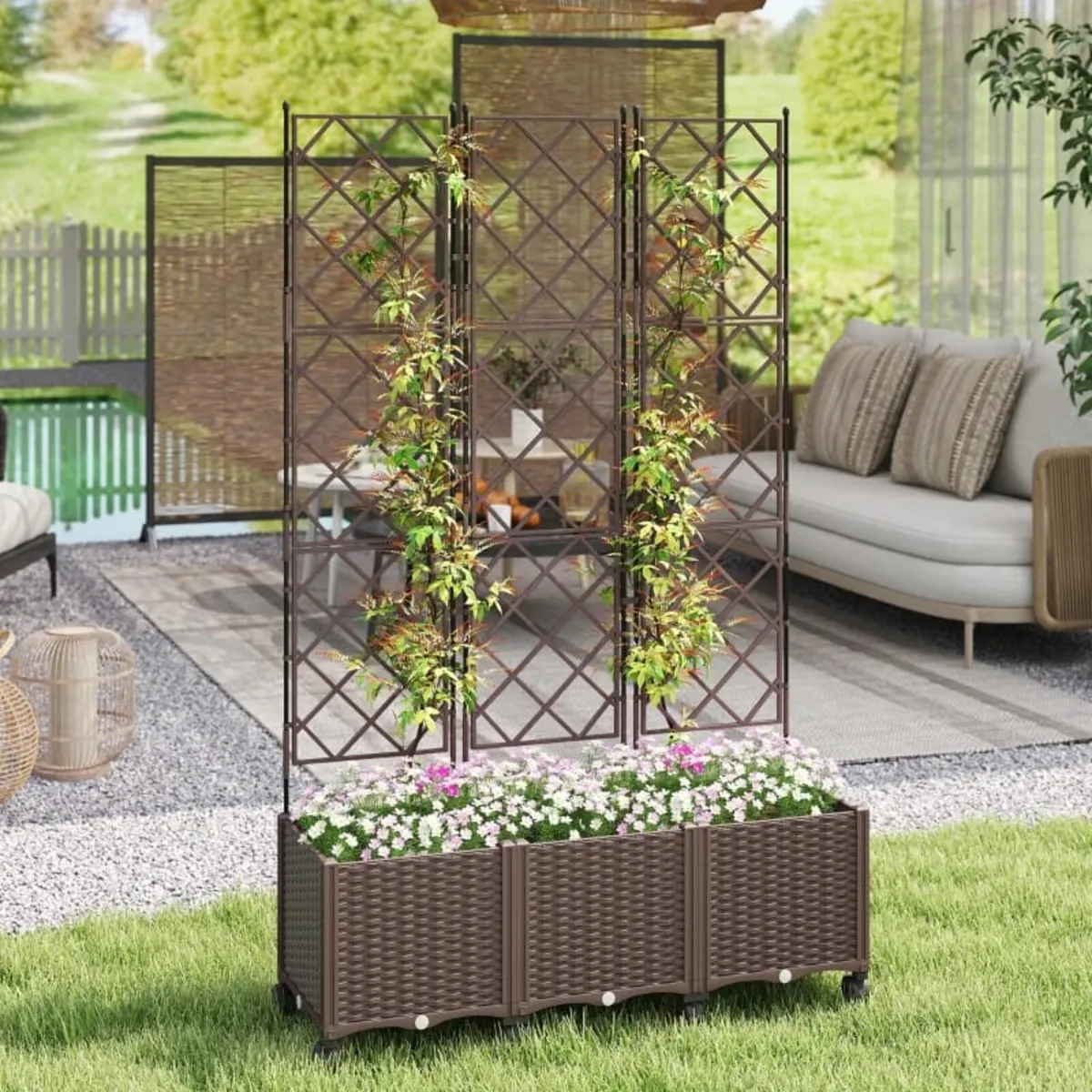 Planter with Trellis, Rolling Flower Box with Self - Image 4