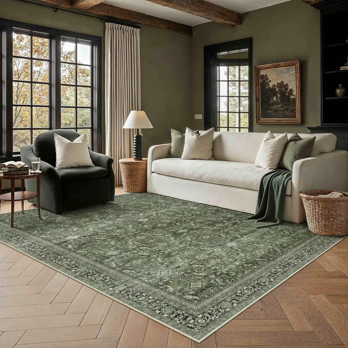 Vintage Rugs Living Room Rug Washable Carpet - Image 1