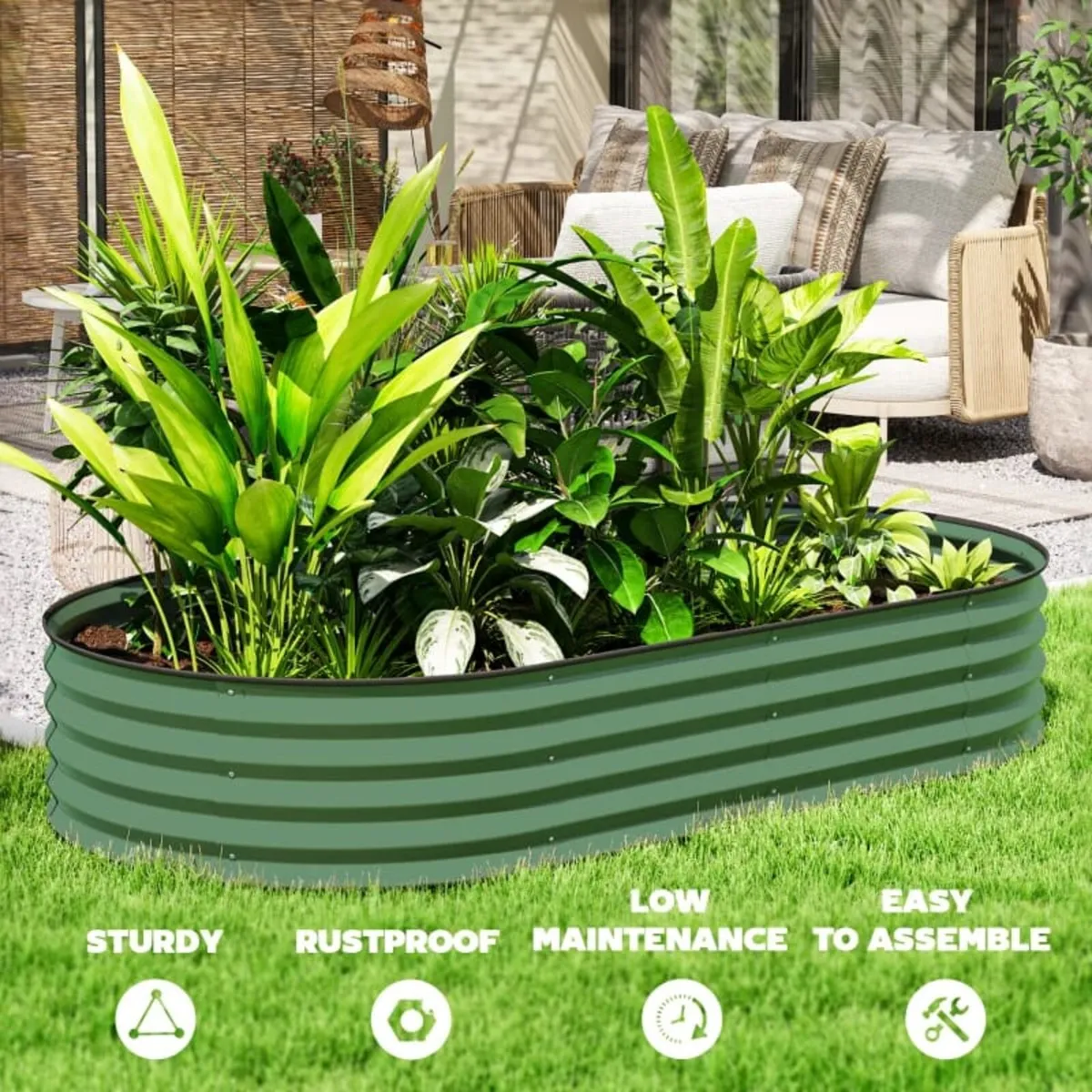 Set of Two 181 x 93cm Steel Planters - Green

Feat - Image 4