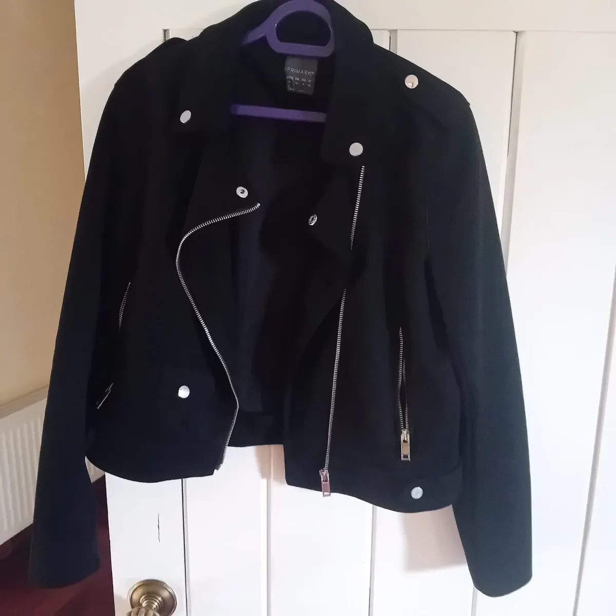 Ladies suede biker jacket black - Image 1