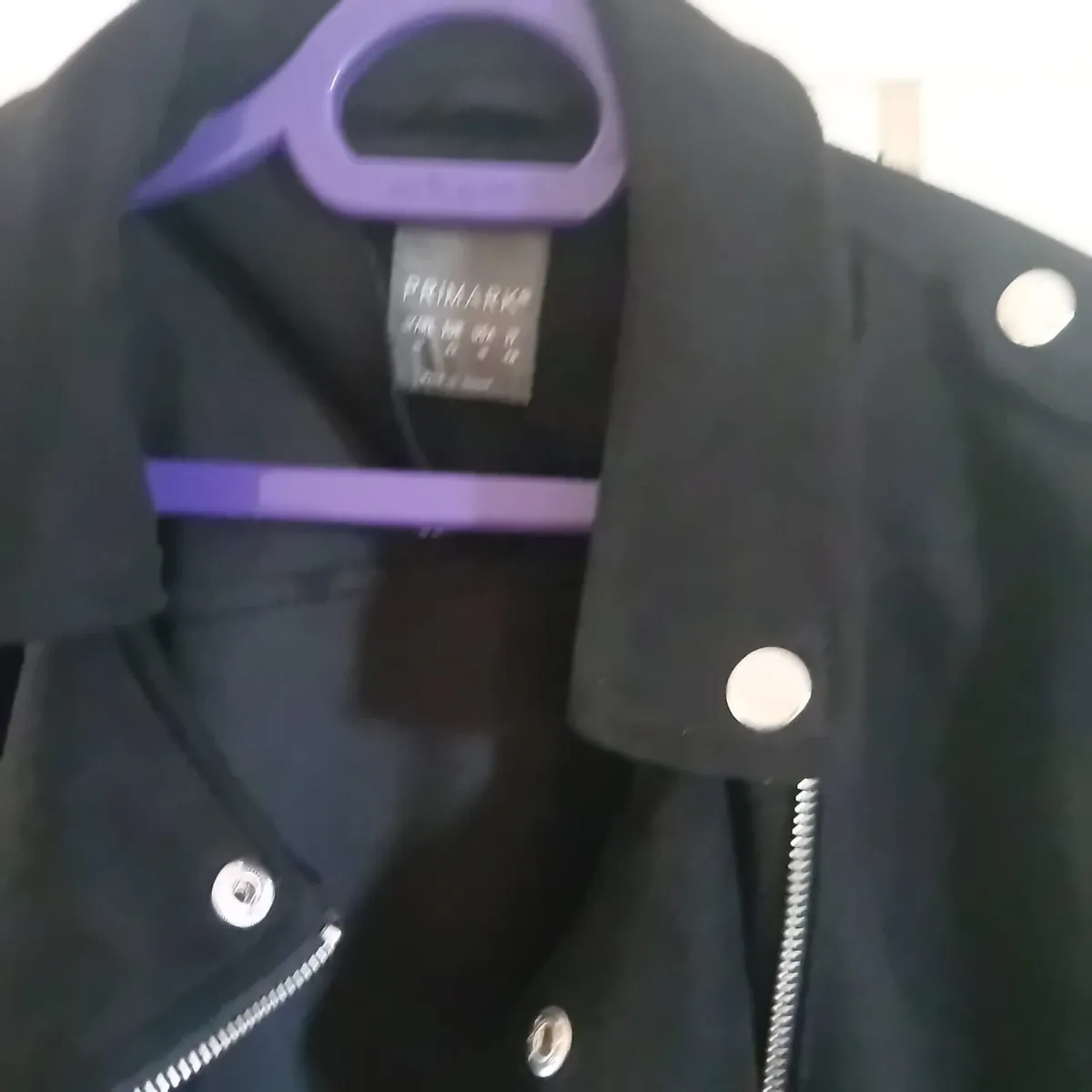 Ladies suede biker jacket black - Image 2