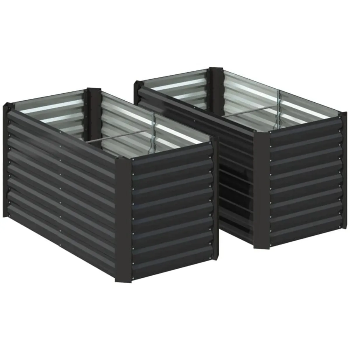 Set of 2 Square Raised Garden Beds Galvanized Stee - Image 1