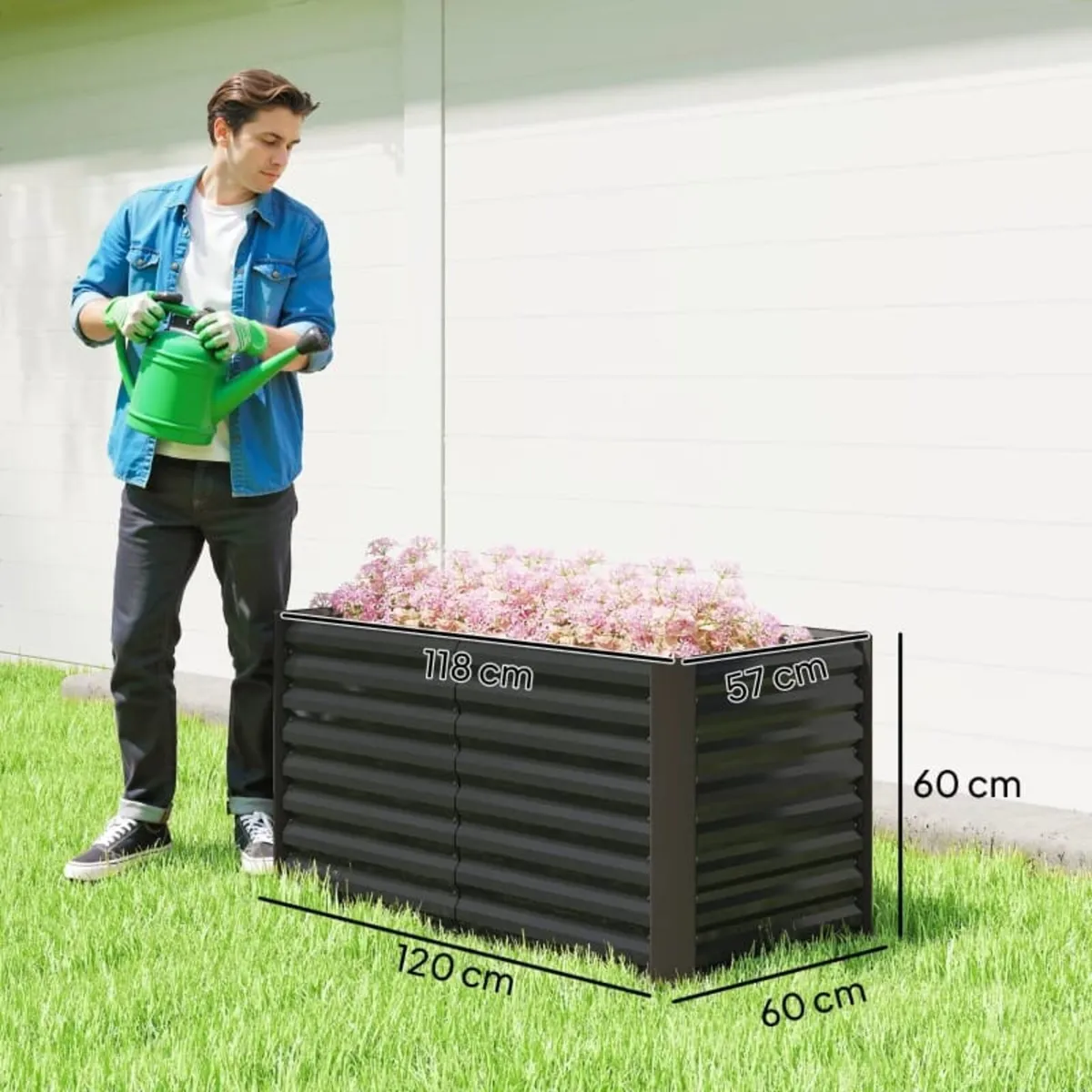 Set of 2 Square Raised Garden Beds Galvanized Stee - Image 2
