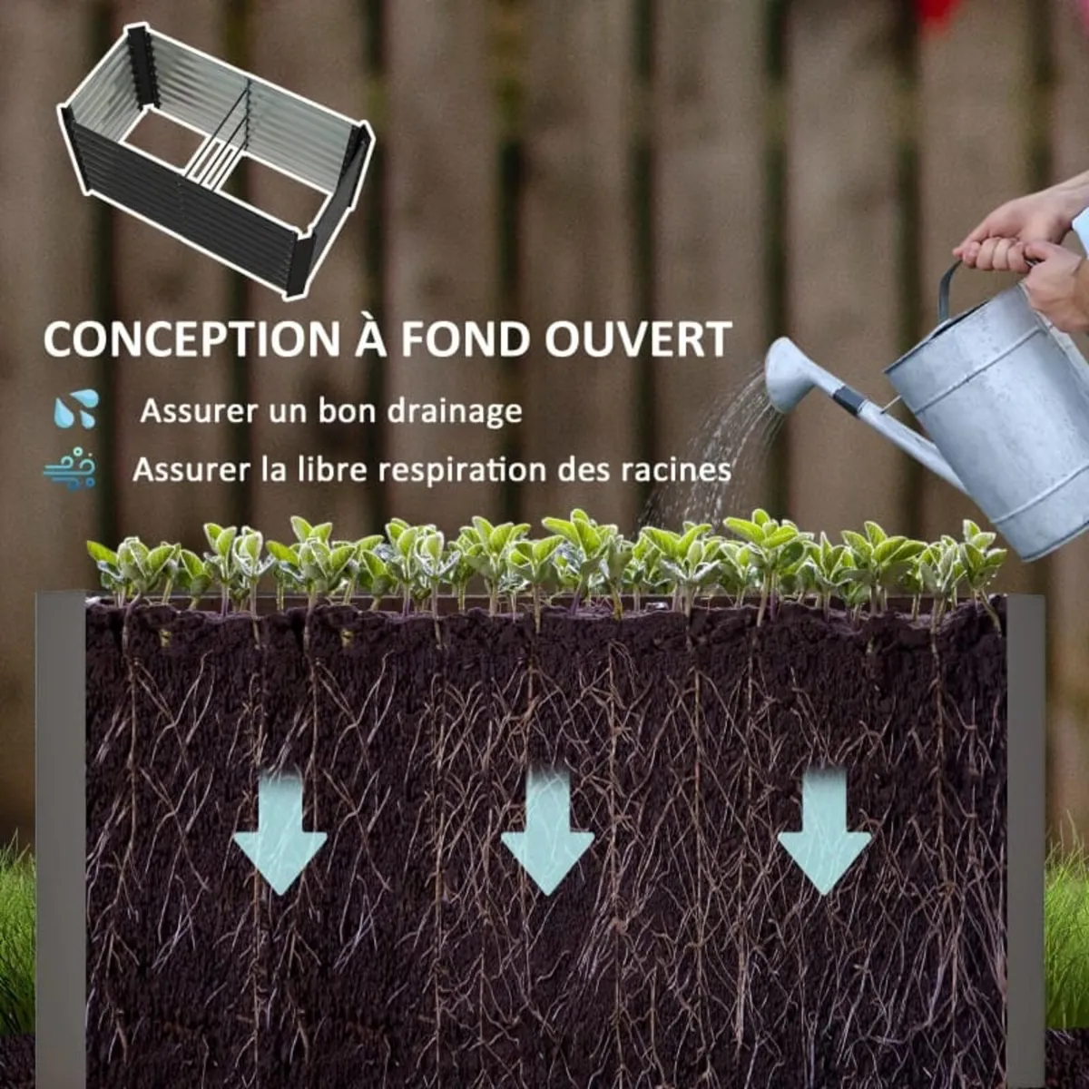 Set of 2 Square Raised Garden Beds Galvanized Stee - Image 3
