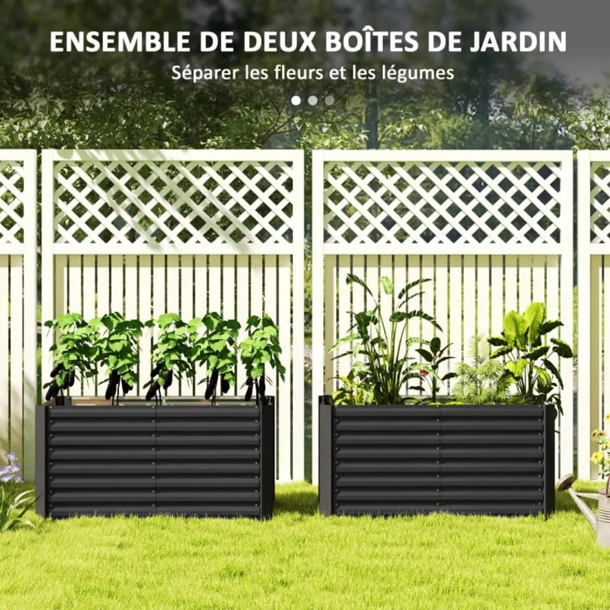 Set of 2 Square Raised Garden Beds Galvanized Stee - Image 4