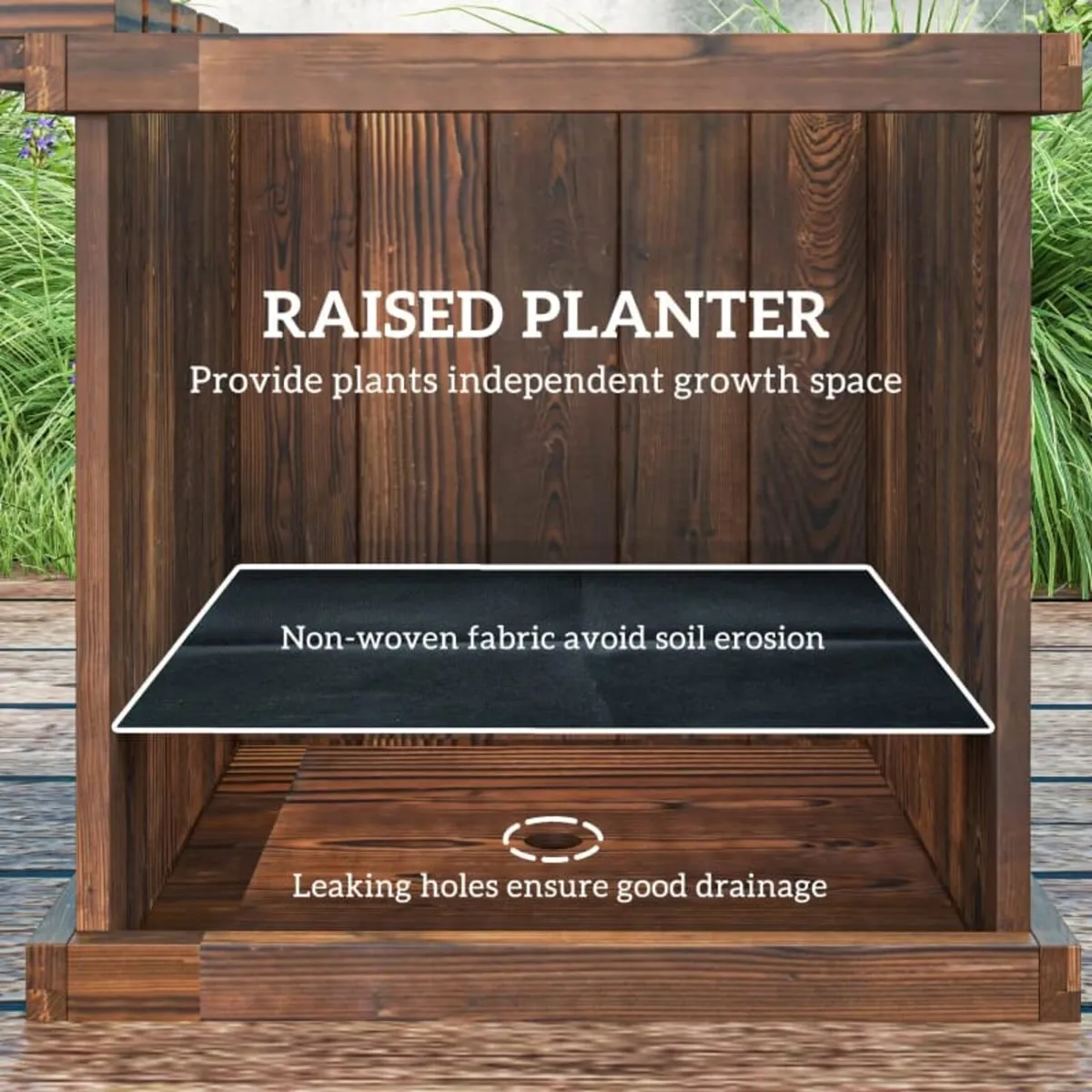 Wooden Garden Planter & Bench Combination Garden R - Image 3