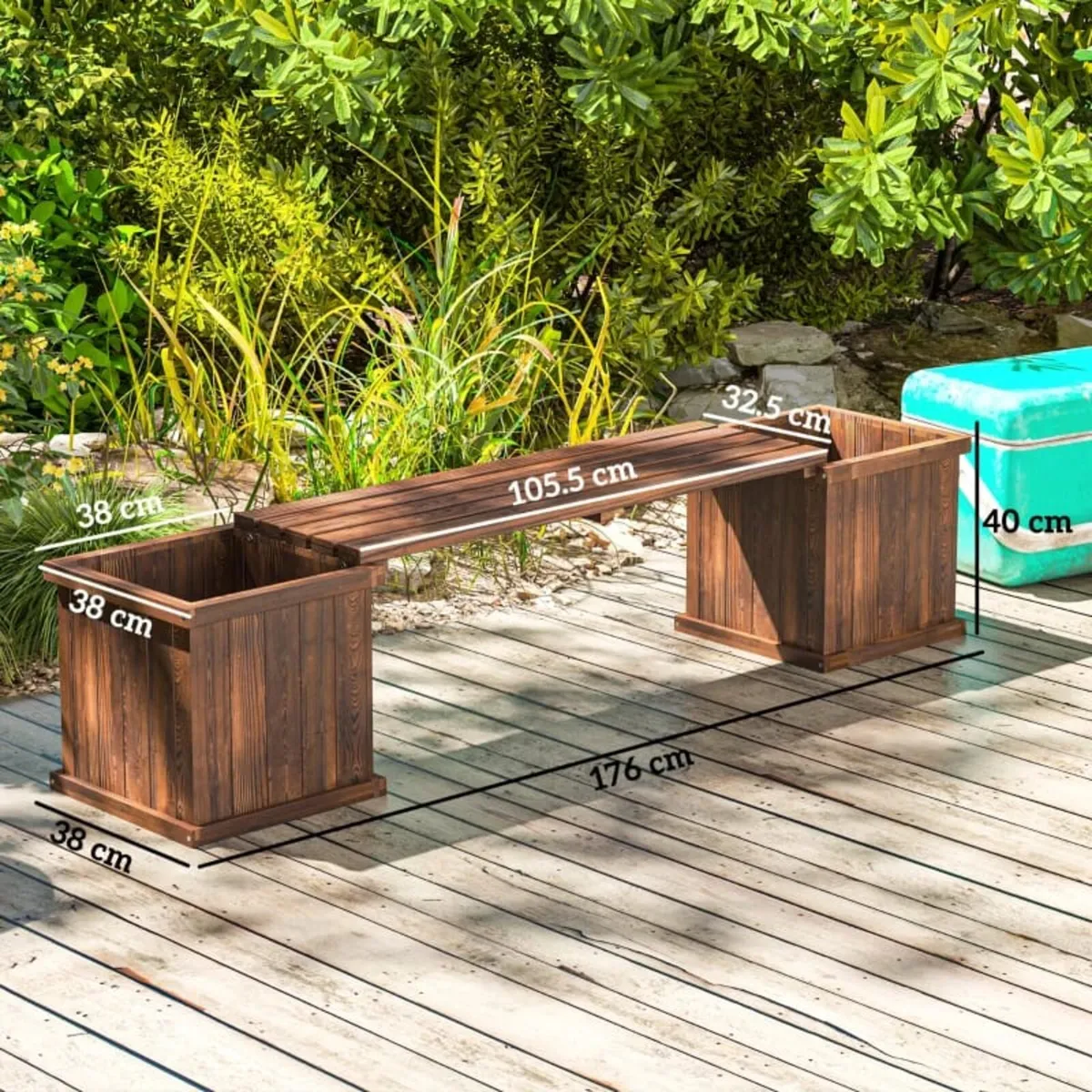 Wooden Garden Planter & Bench Combination Garden R - Image 4