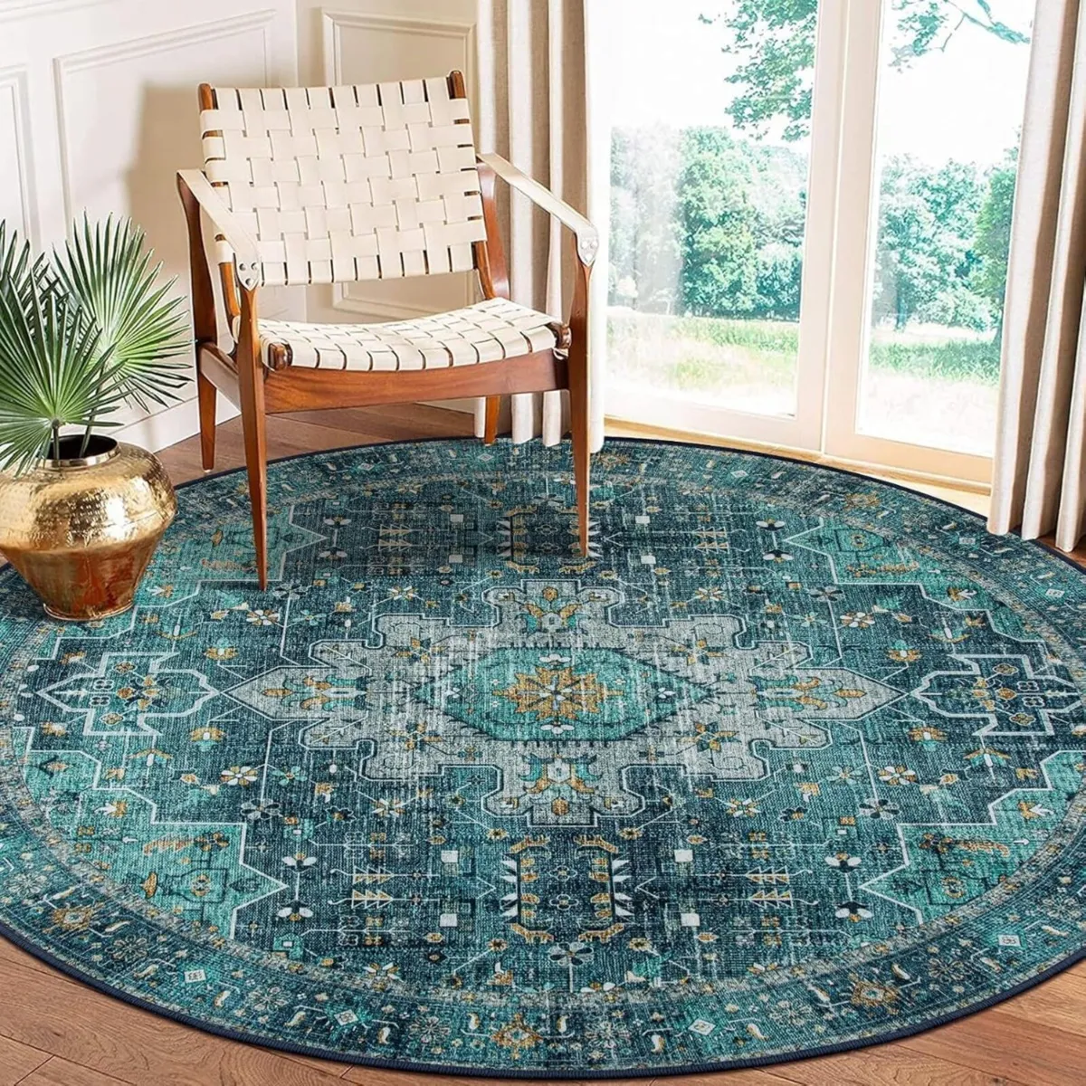 Washable Round Rug 6FT Large Living Room Circle - Image 1