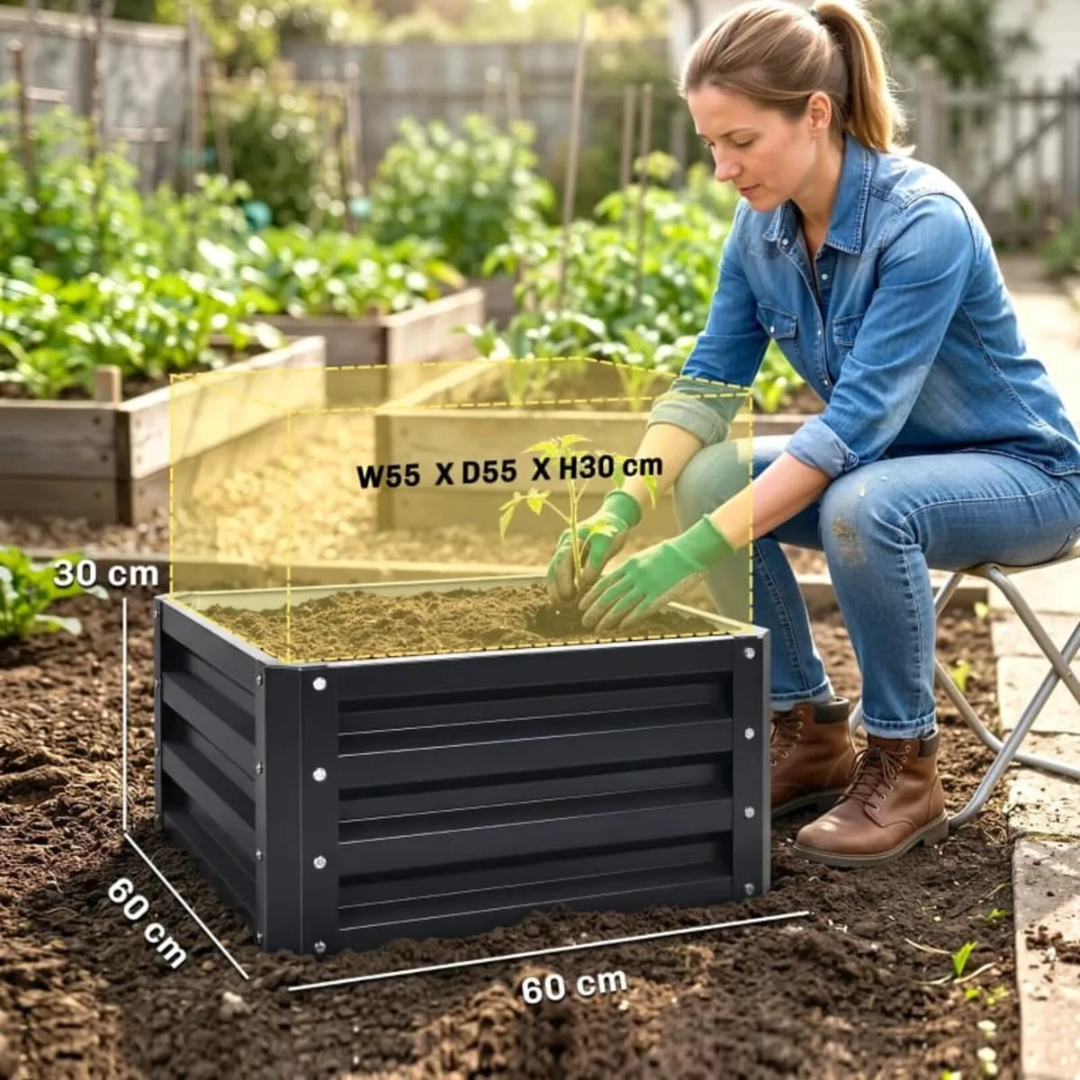 Set of 2 Raised Garden Bed, Outdoor Elevated Galva - Image 3