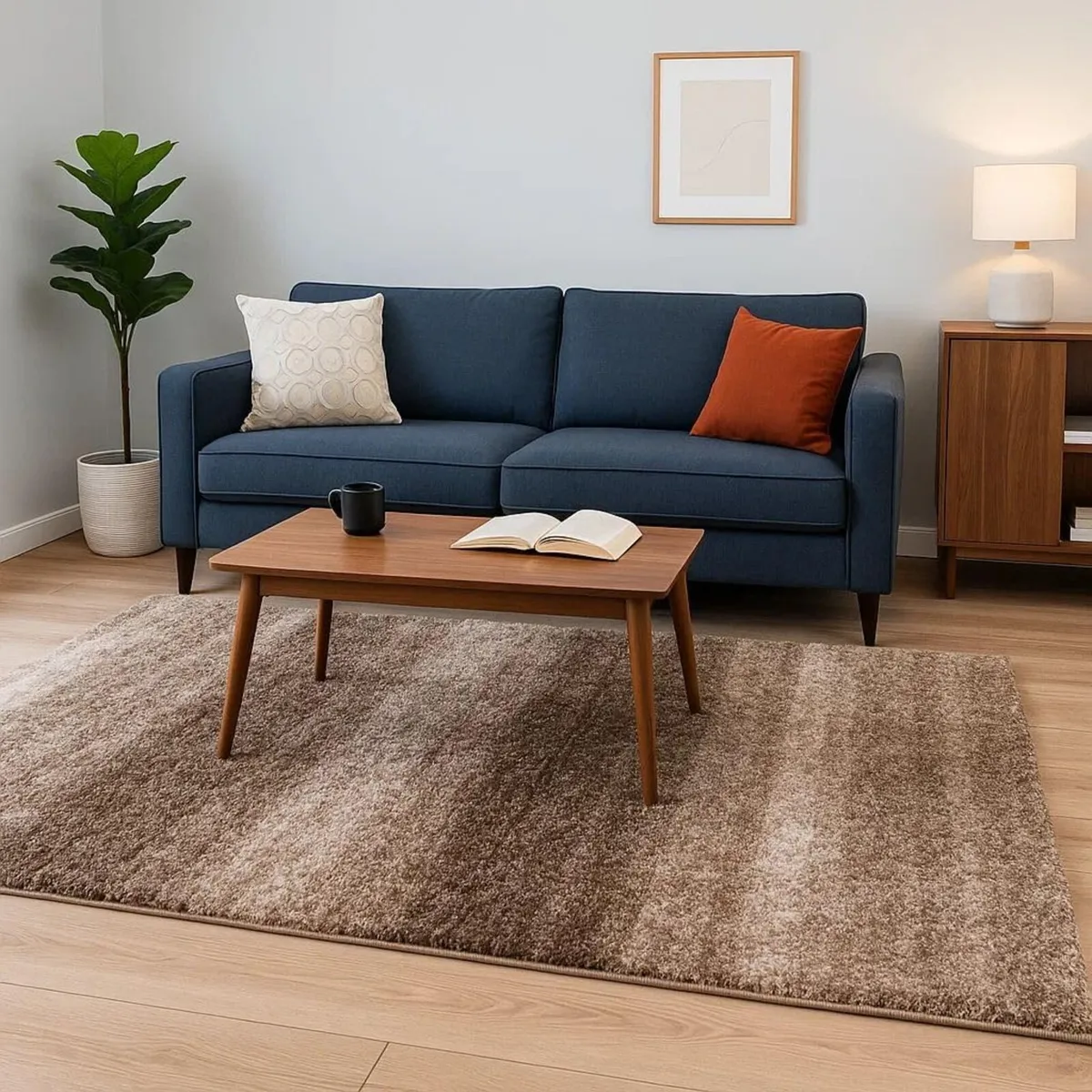 Stripe Pattern Shaggy Rug Soft Cushioned Fibres - Image 2