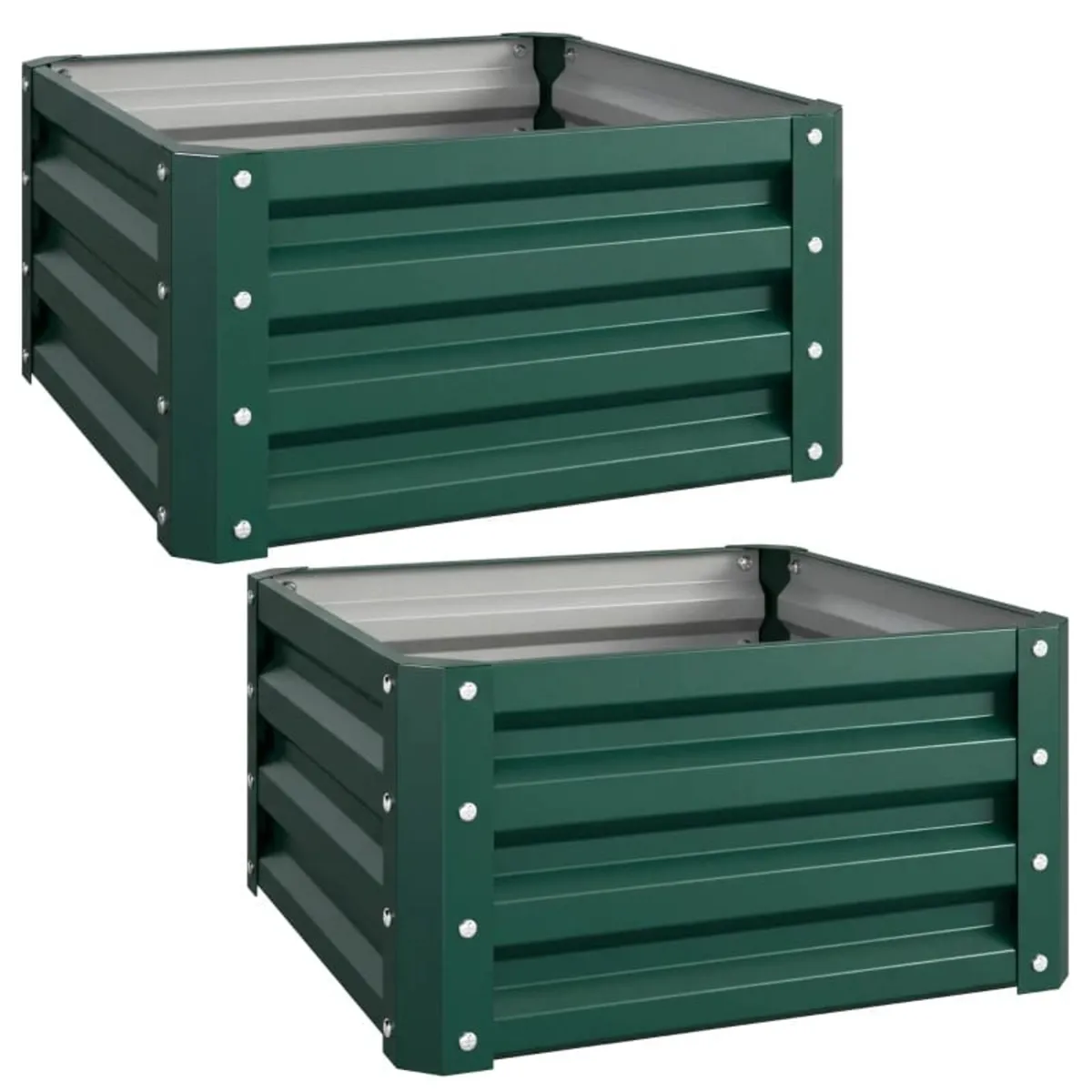 Set of Two 60 x 60cm Steel Planter Boxes - Green - Image 1
