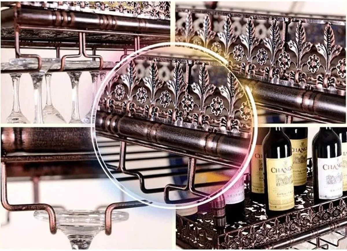 Upside Down Wine Rack Simple Style Iron Hanging - Image 3