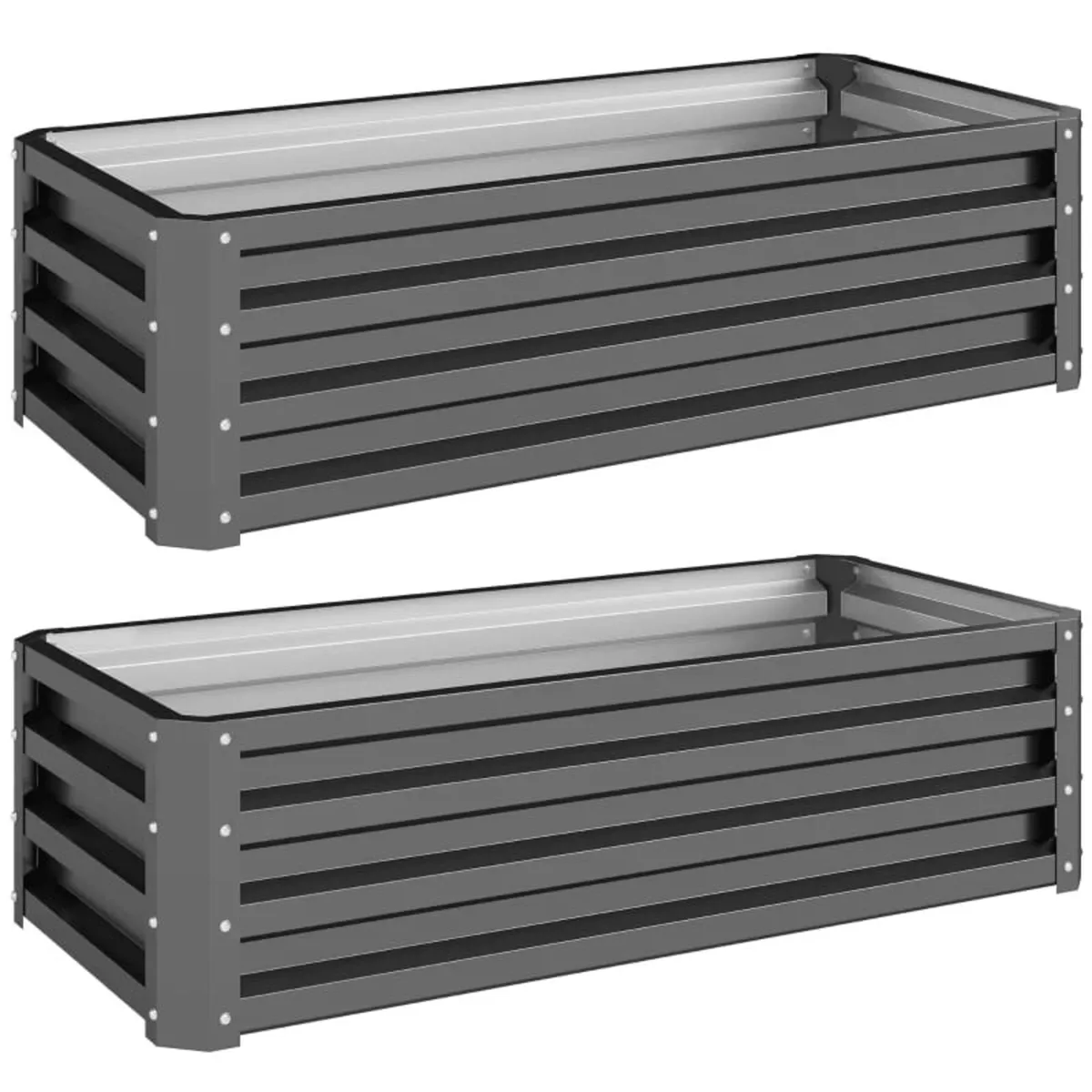 Set of Two 110 x 50cm Steel Planter Boxes - Light - Image 1