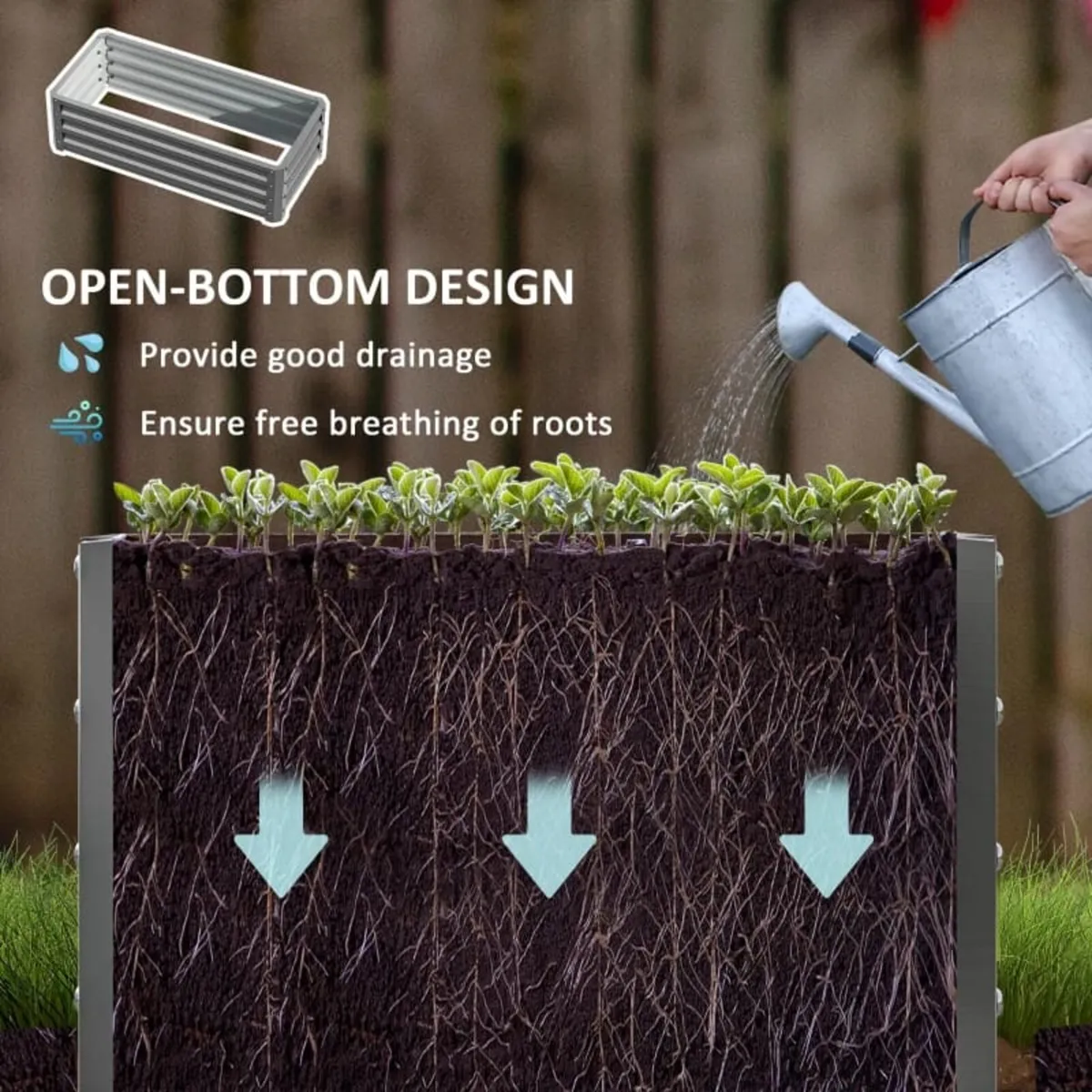 Set of Two 110 x 50cm Steel Planter Boxes - Light - Image 3