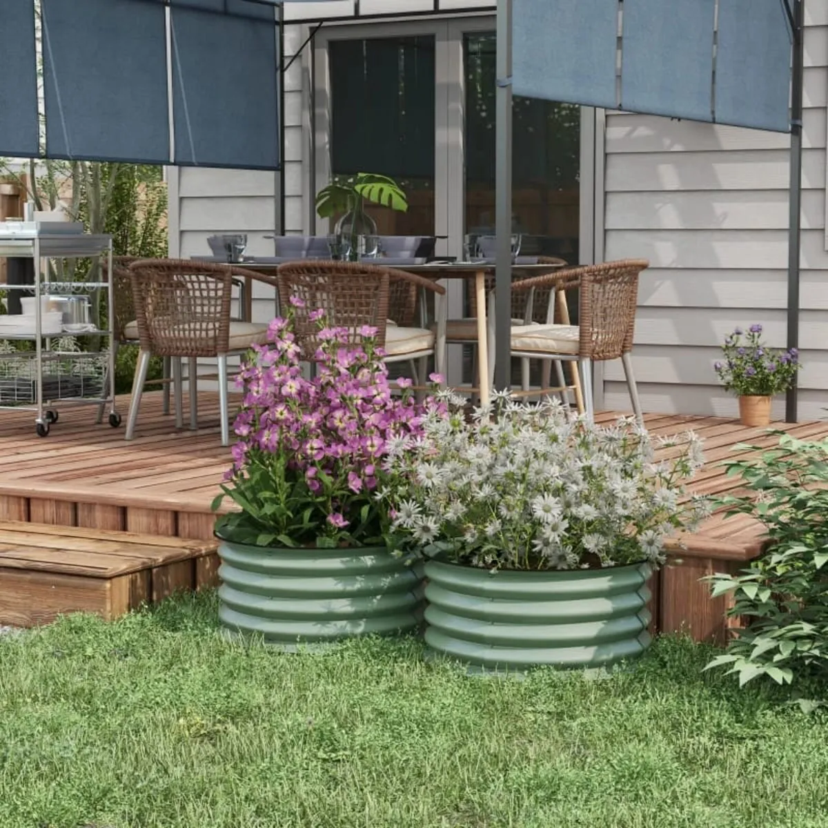 Set of 2 Raised Garden Bed, Metal Planter Box with - Image 2