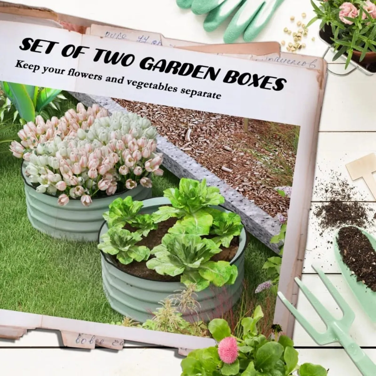 Set of 2 Raised Garden Bed, Metal Planter Box with - Image 4