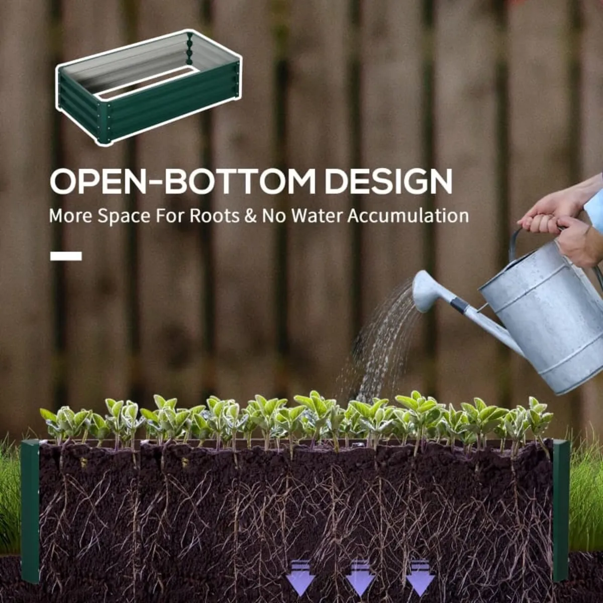 Set of 2 Raised Beds for Garden, Galvanised Outdoo - Image 3