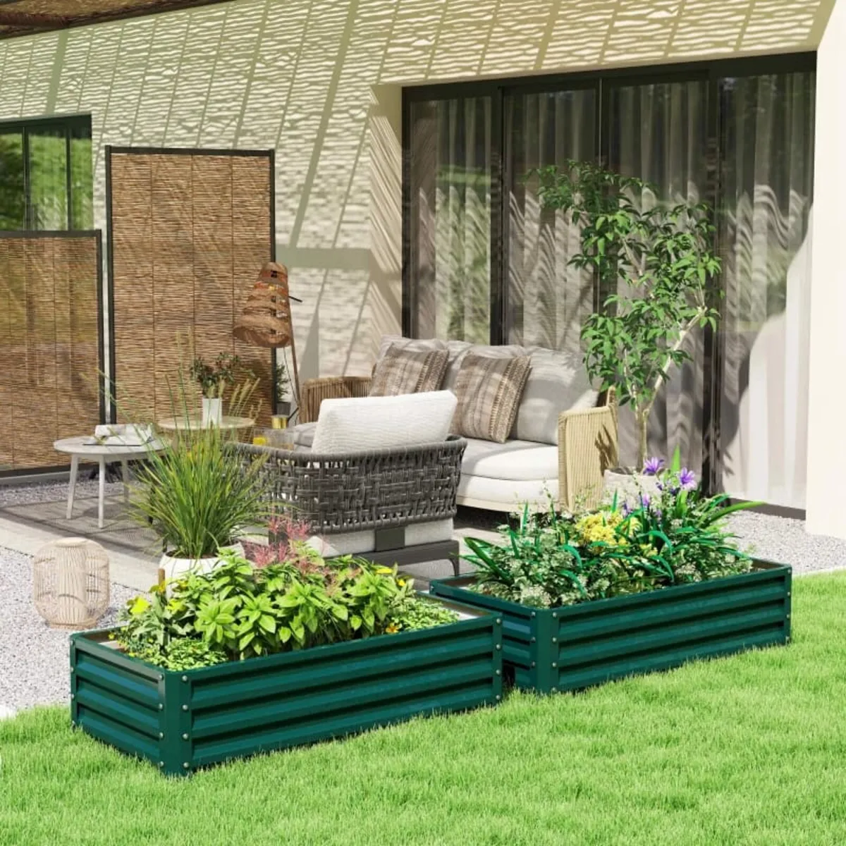 Set of 2 Raised Beds for Garden, Galvanised Outdoo - Image 4