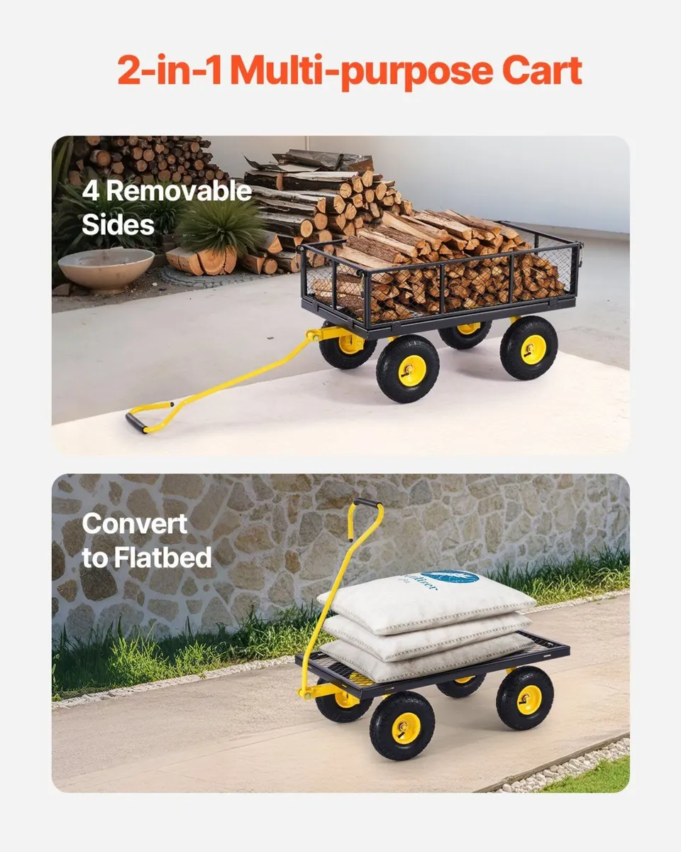 900lb Steel Garden Cart with Removable Sides - Image 3