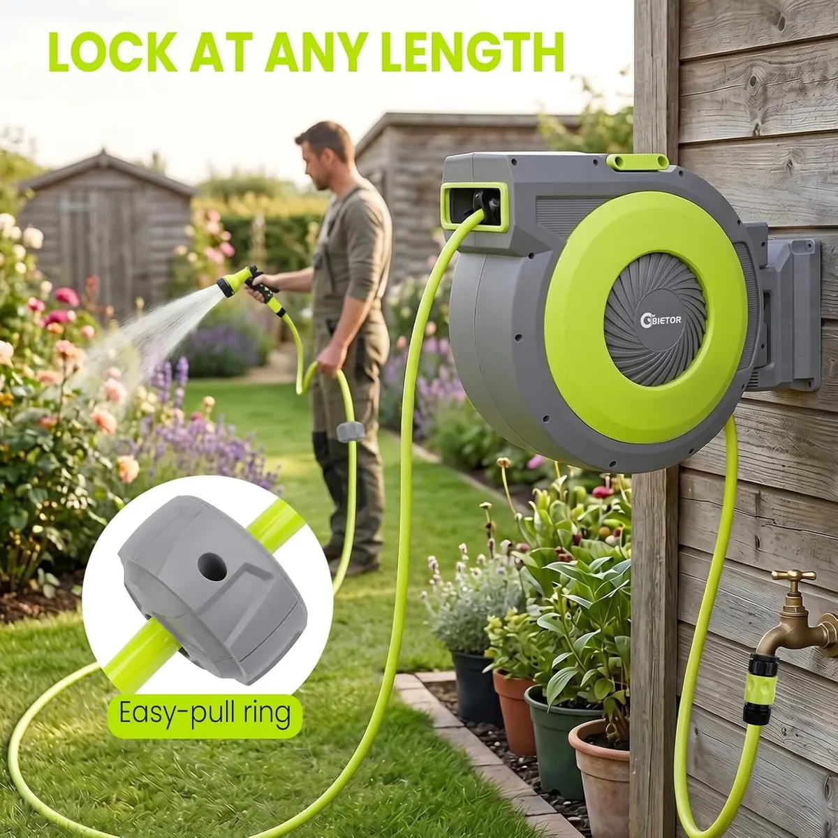 1 2" X 30m Retractable Garden Hose Reel - Image 4