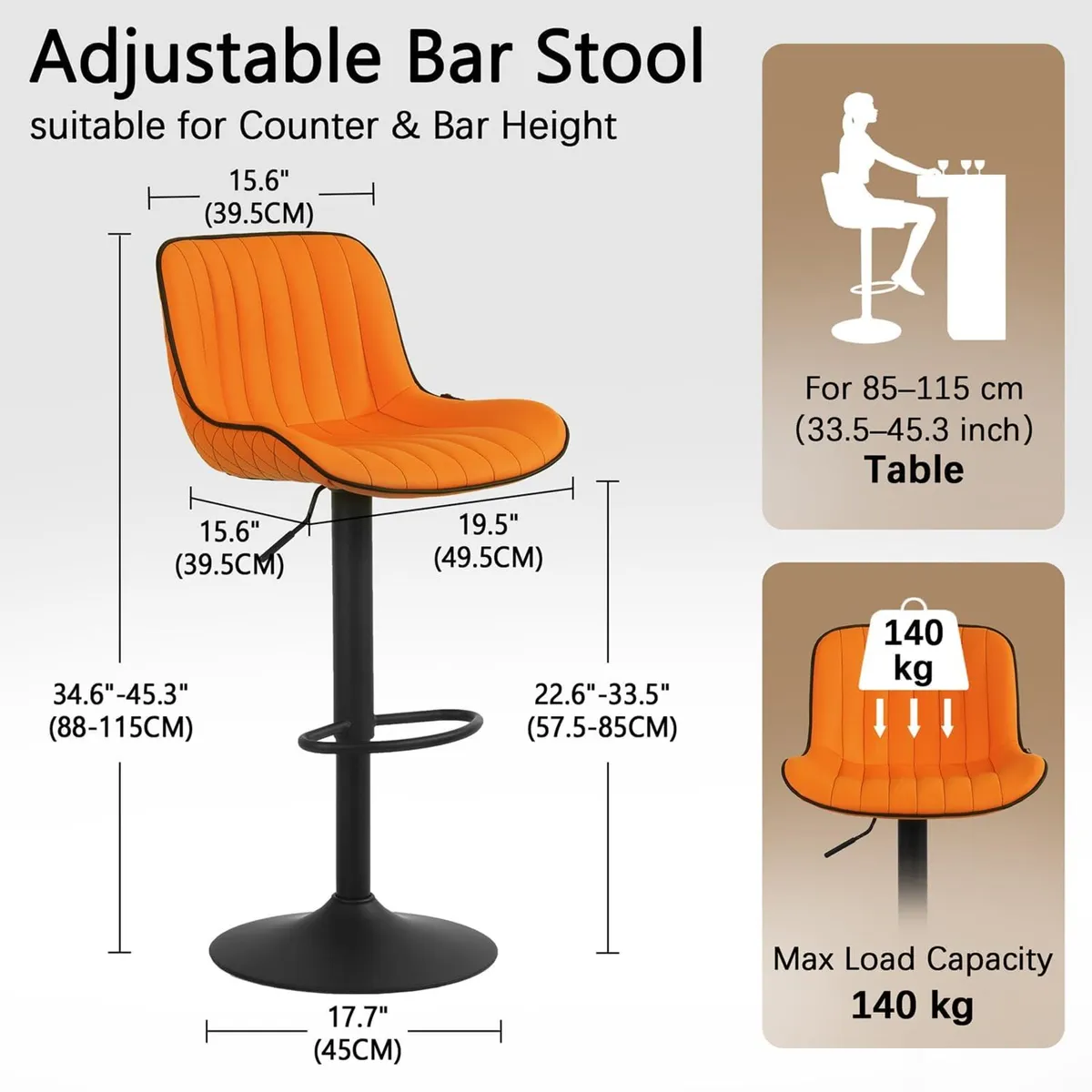 Bar Stools Modern Counter Height (Set of 2) - Image 2