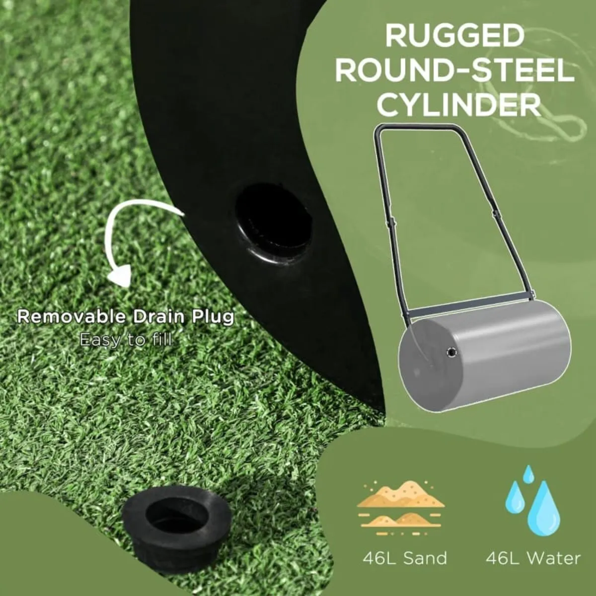 Heavy Duty Garden Lawn Roller Push Tow Water Sand - Image 4