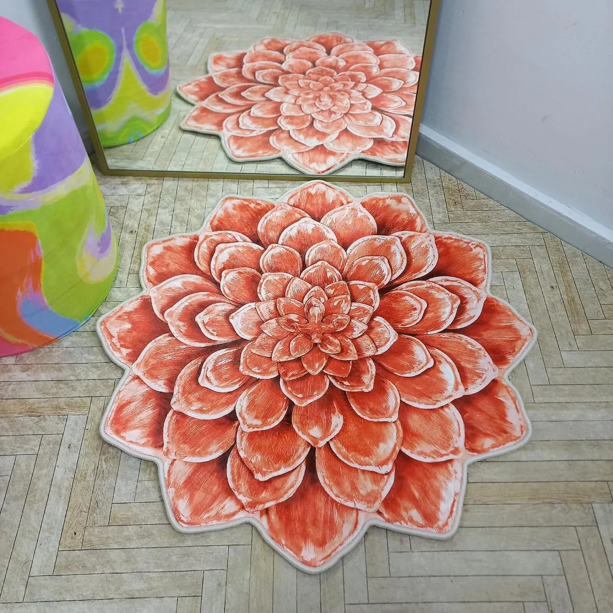 Lotus Shape Rug Plush Soft Flower Carpet Statement - Image 3