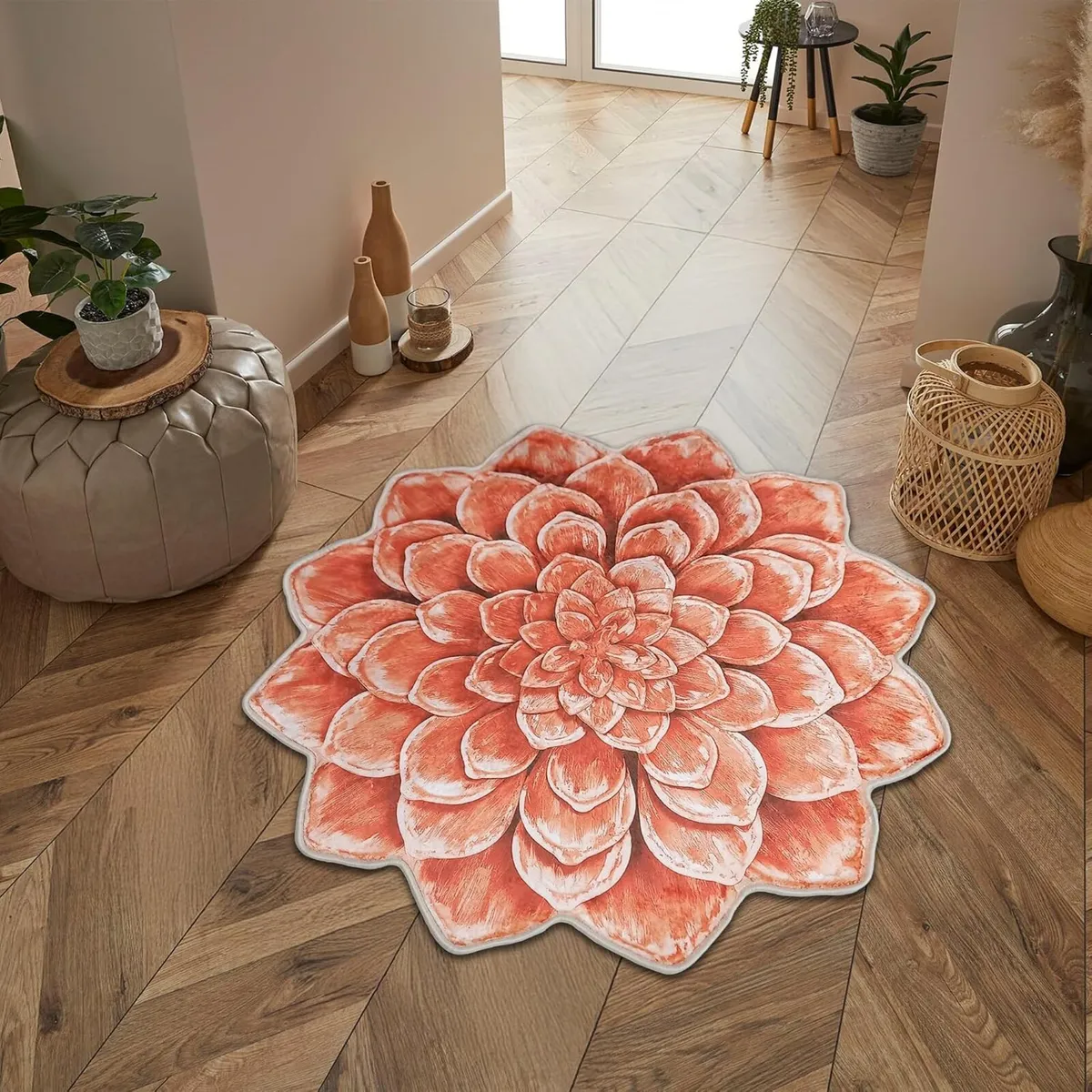 Lotus Shape Rug Plush Soft Flower Carpet Statement - Image 1